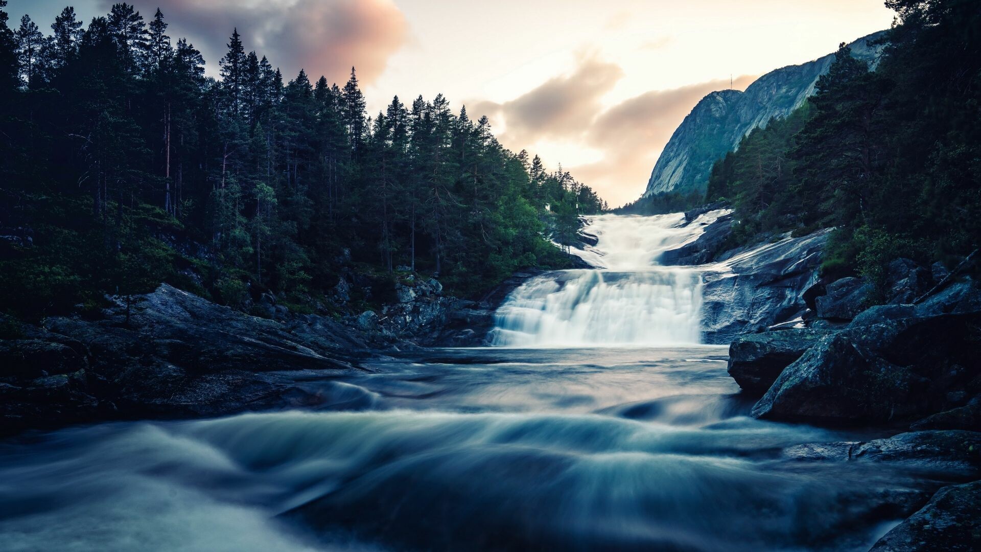 Flowing river stream, Forest nature's symphony, Tranquil water paradise, Nature's calming embrace, 1920x1080 Full HD Desktop