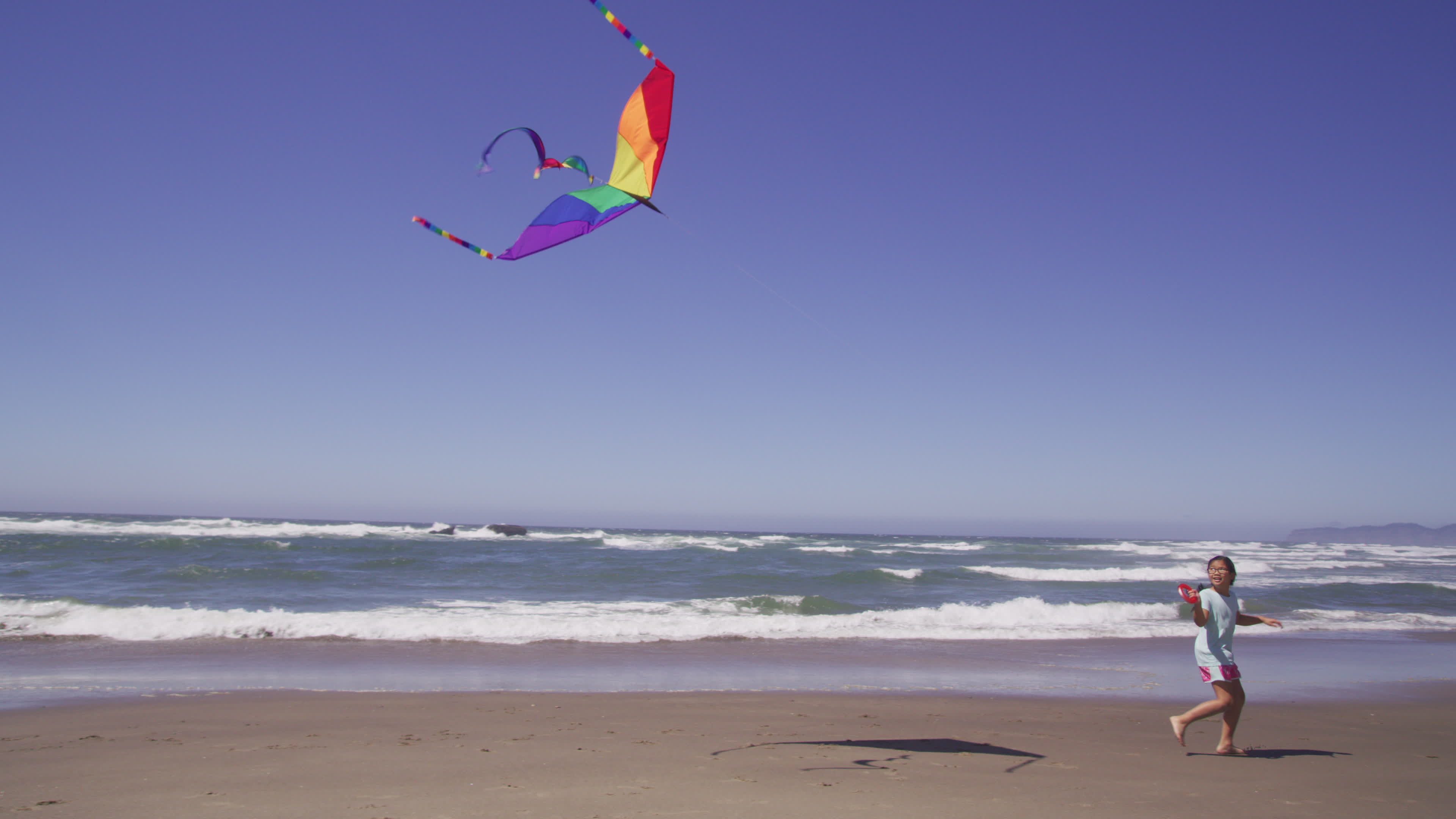 Kite Flying, Young Girl, Flying Kite, Beach, 3840x2160 4K Desktop