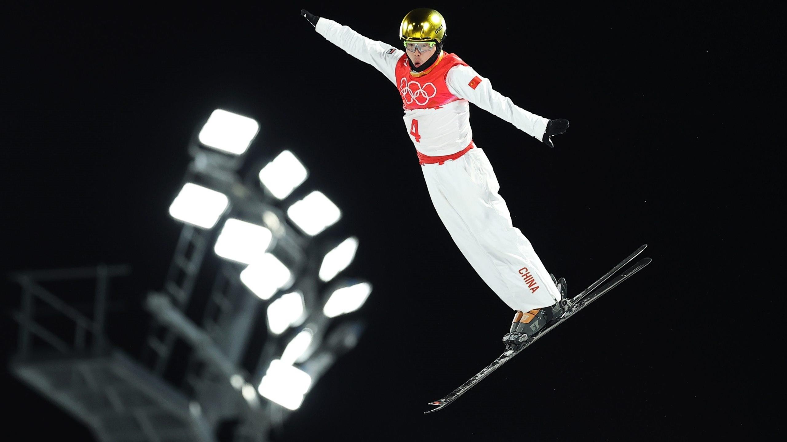 Qi Guangpu, Olympic gold in aerials, China, Eurosoprt, 2560x1440 HD Desktop