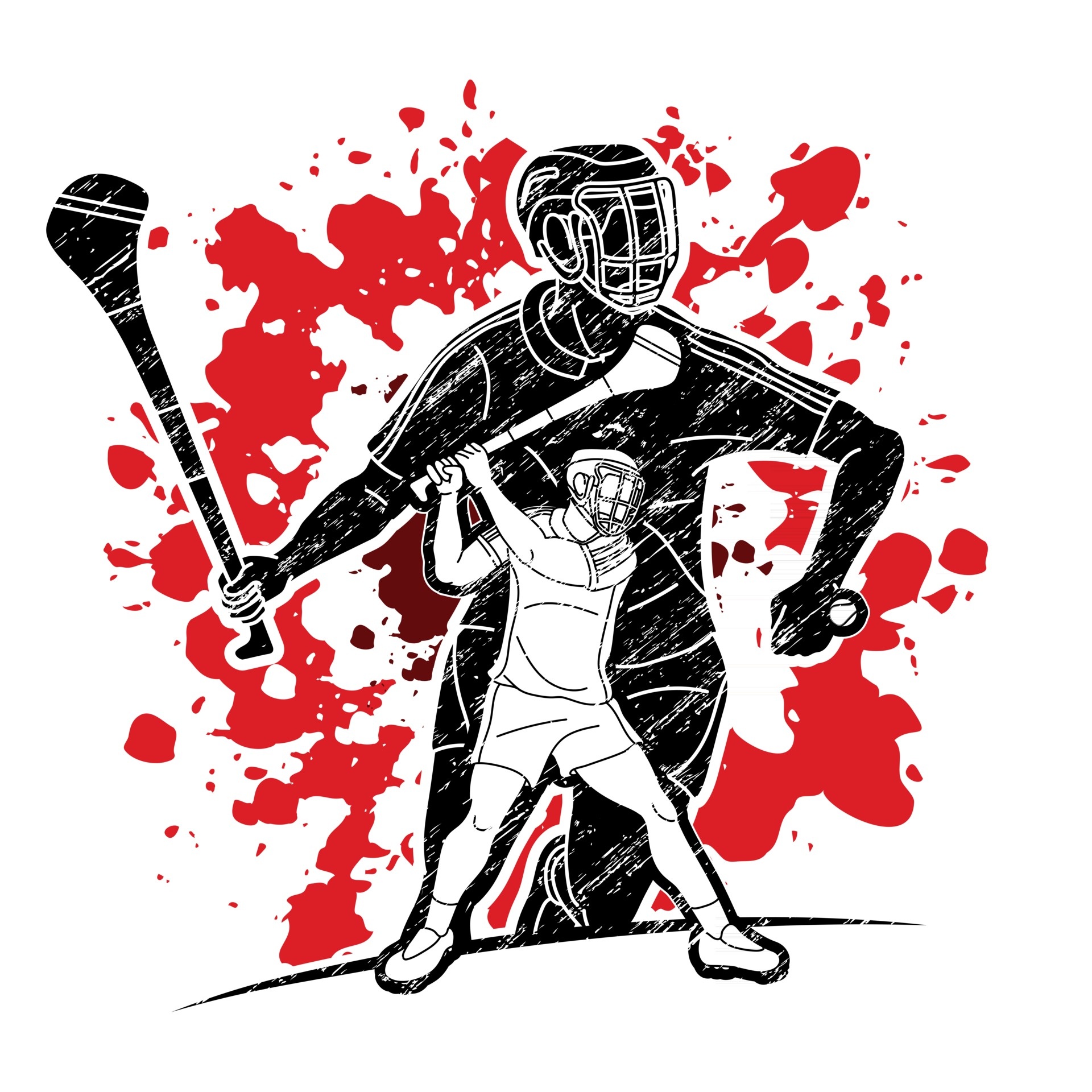 Hurling silhouette, Team action, Player vector art, Sports illustration, 1920x1920 HD Phone