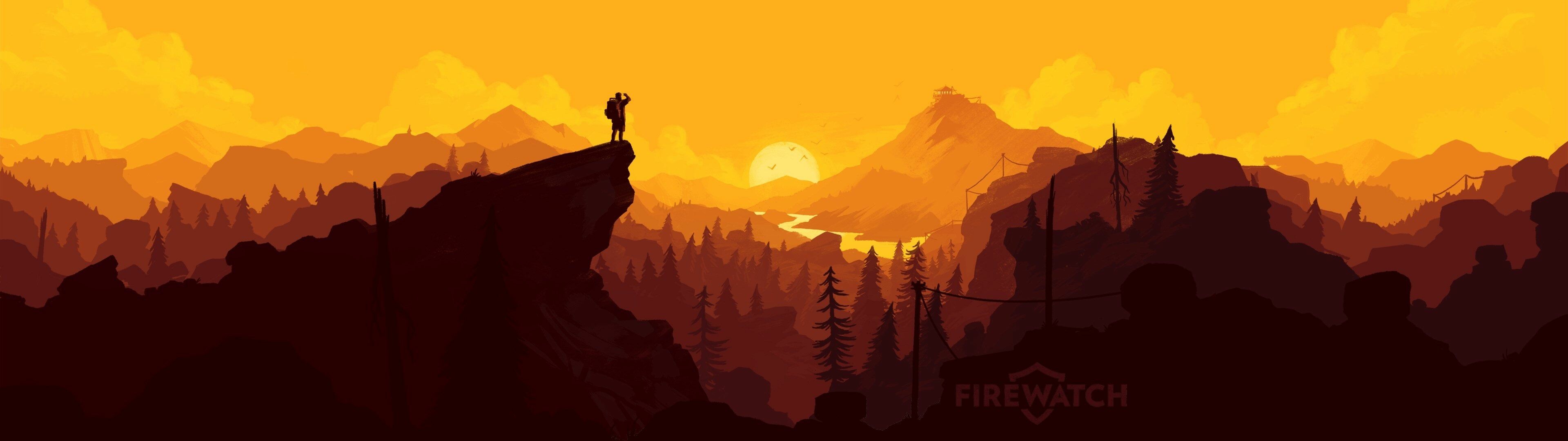 Firewatch, Forest lookout, Mystery unraveling, Beautiful landscapes, 3840x1080 Dual Screen Desktop