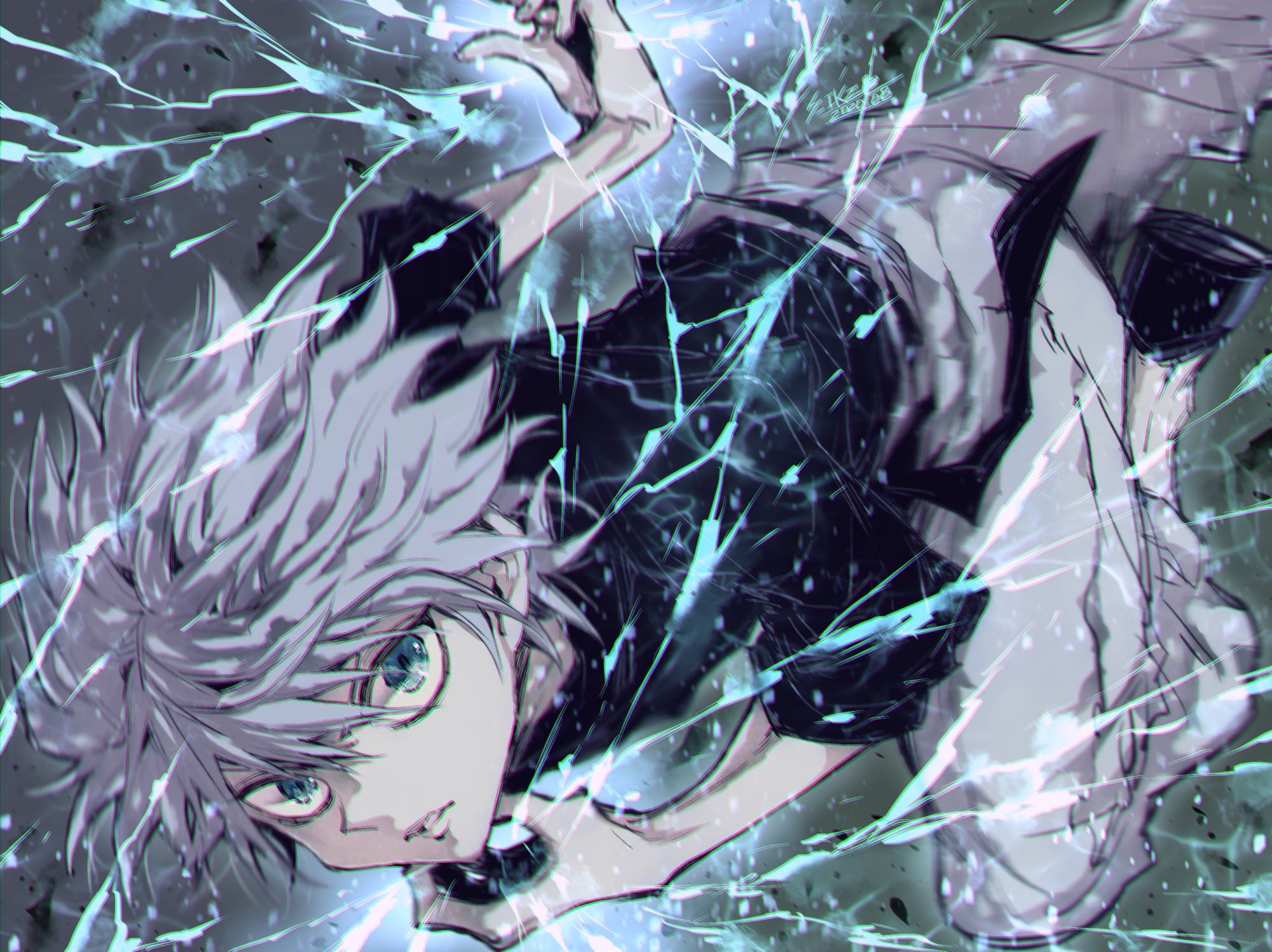 Killua Zoldyck, Fanpop wallpaper, Anime series, Black and white design, 2000x1500 HD Desktop