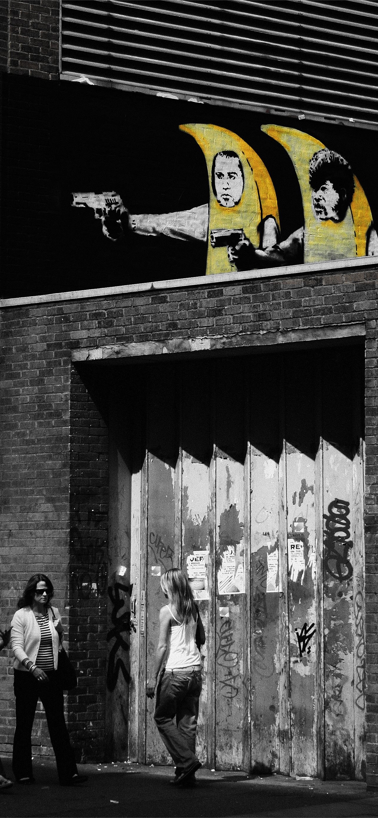 Banksy, High-resolution art wallpapers, Pulp fiction inspired, Edgy visuals, 1290x2780 HD Phone