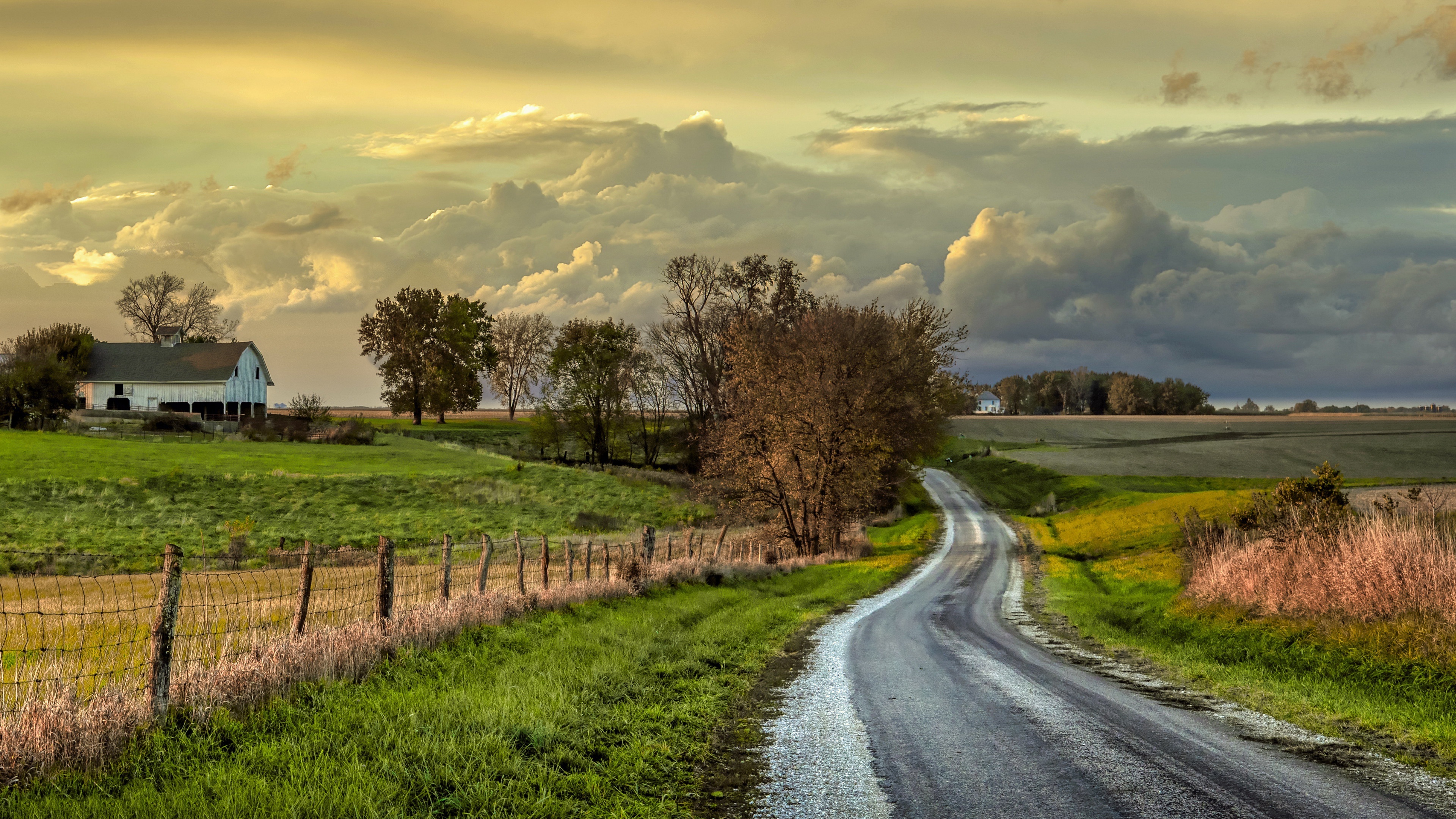 Country road, Farms Wallpaper, 3840x2160 4K Desktop