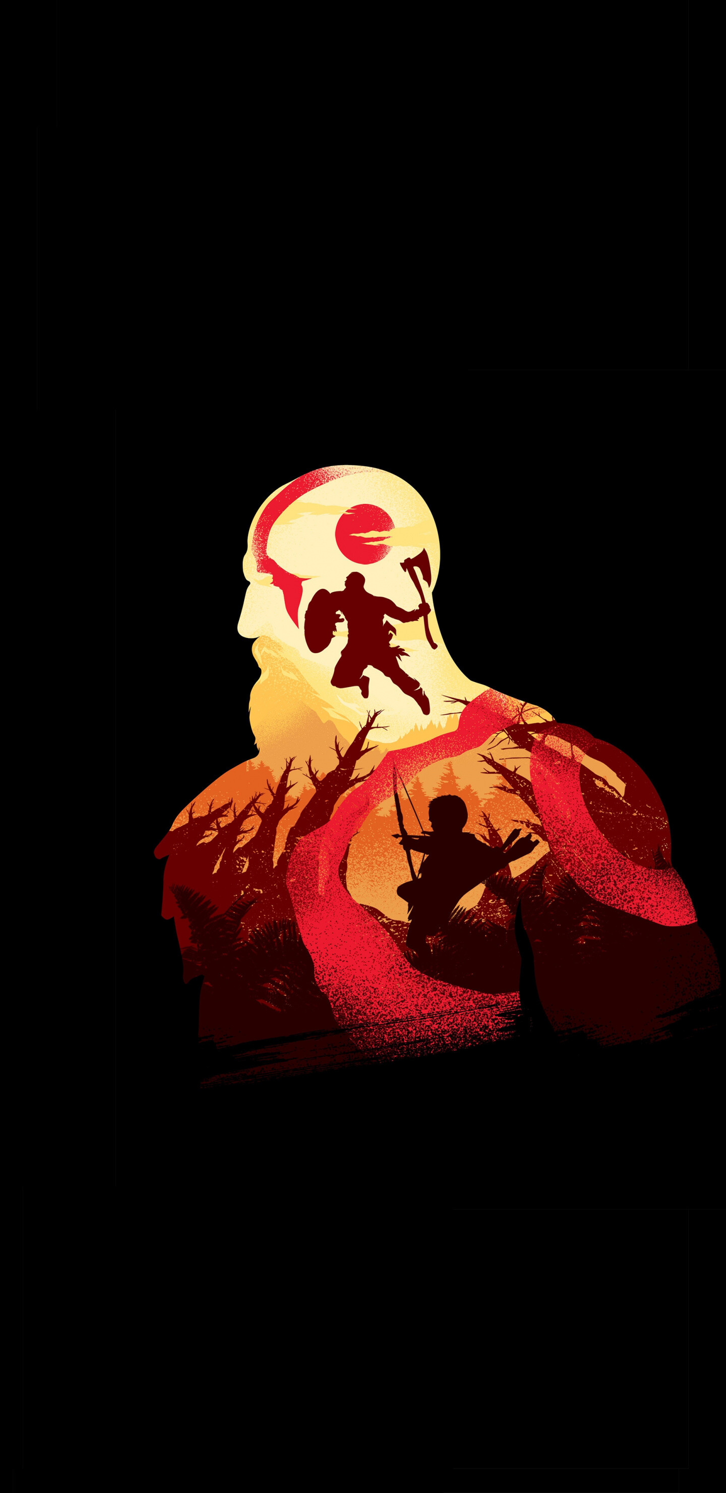 God of War: Ragnarok, Minimalist design, Kratos masterpiece, Samsung Galaxy, 1440x2960 HD Phone