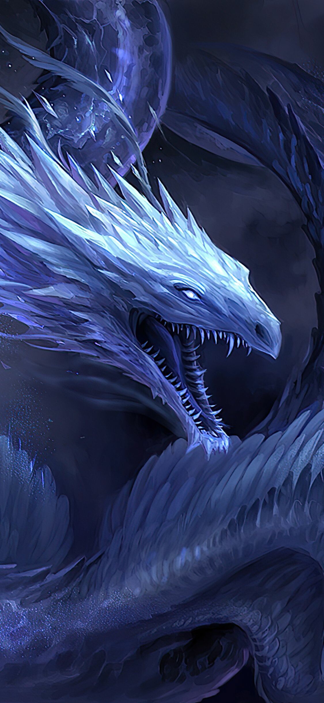 Crystal dragon, Enchanting wallpaper, Magical creature, Captivating art, 1130x2440 HD Phone