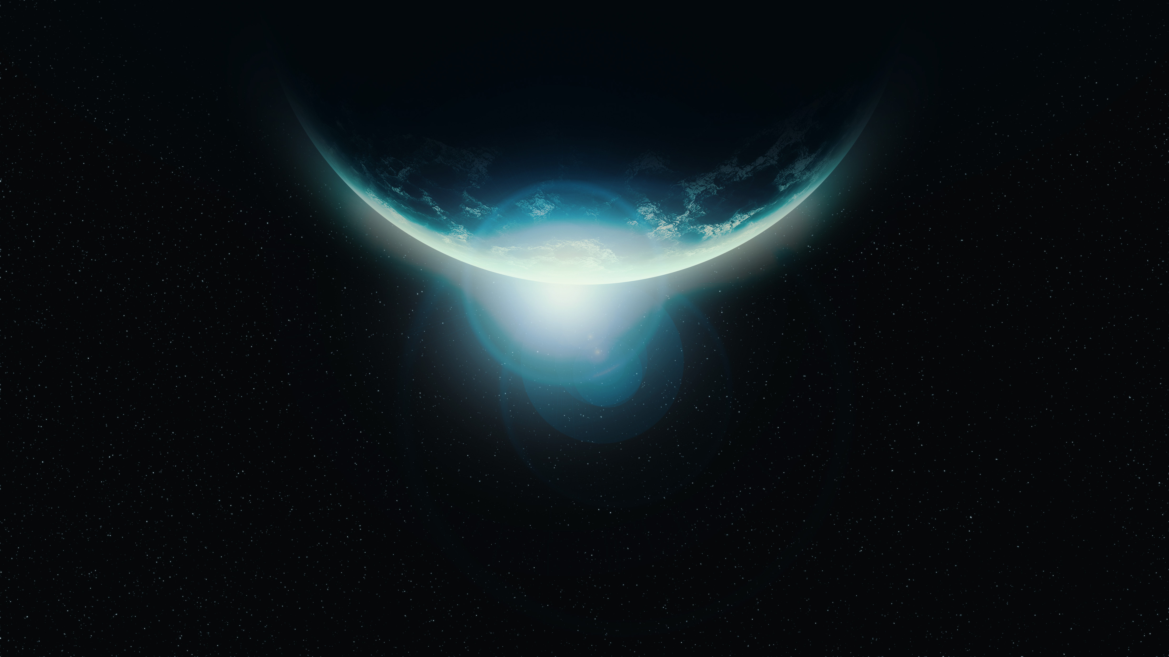 Sci-fi planet, Flaring stars, HD wallpapers, 3840x2160 4K Desktop