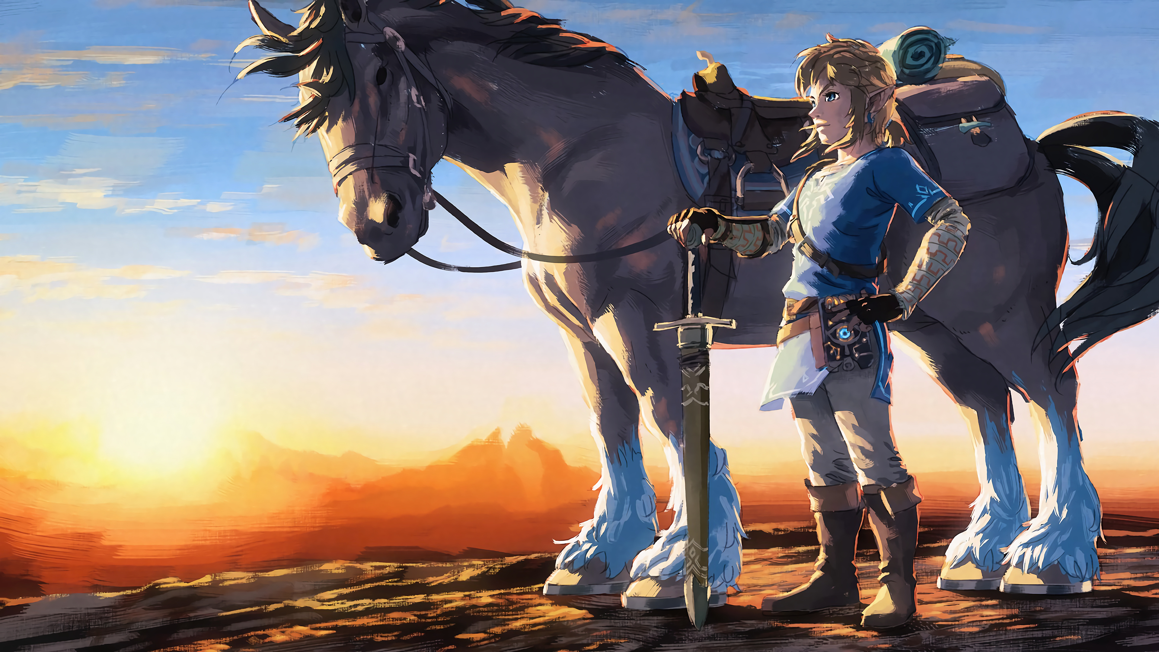 Epona and Link, Legend of Zelda: Breath of the Wild Wallpaper, 3840x2160 4K Desktop