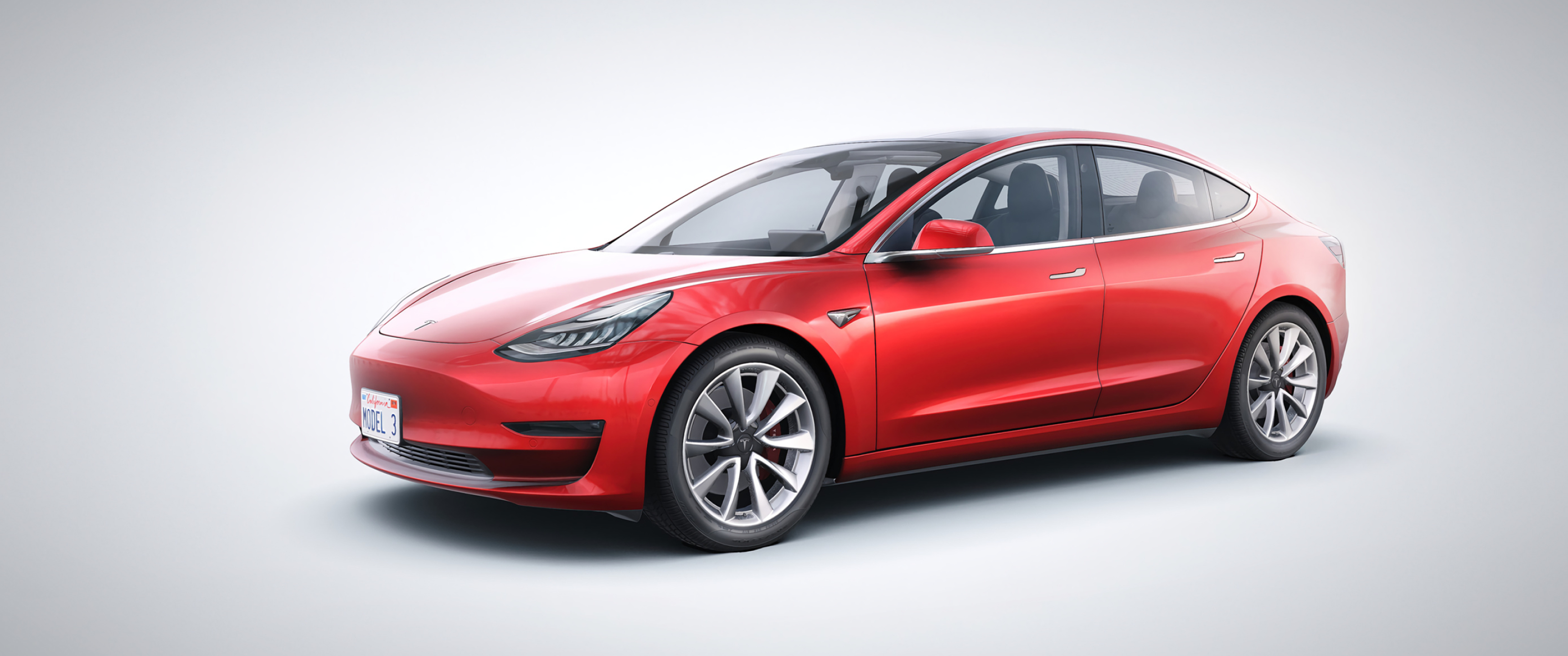 Tesla Model 3 by Karol Miklas, High-resolution wallpaper, Stunning visuals, Artistic masterpiece, 3440x1440 Dual Screen Desktop