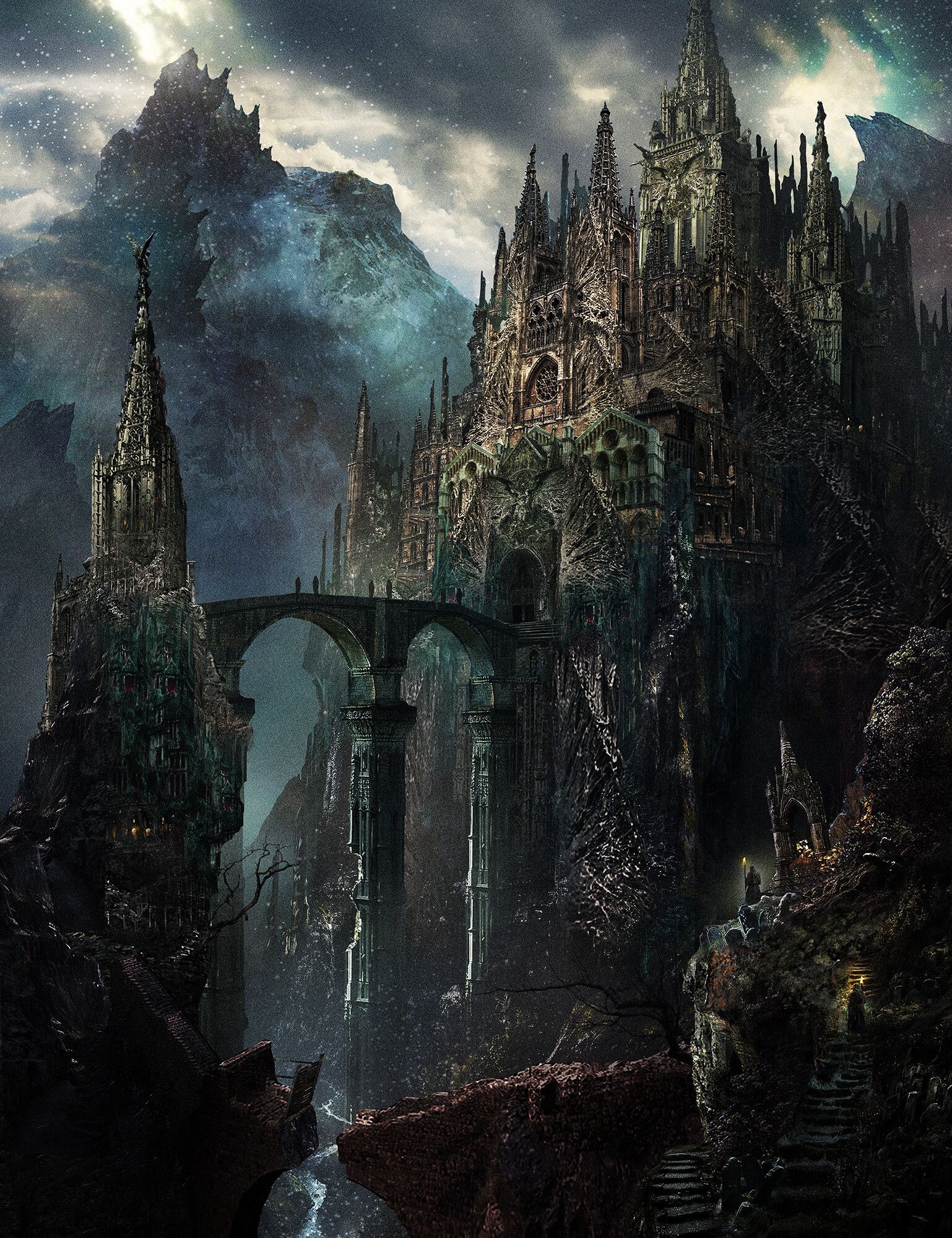 Dragon's cathedral, High Fantasy Wallpaper, 1540x2000 HD Phone