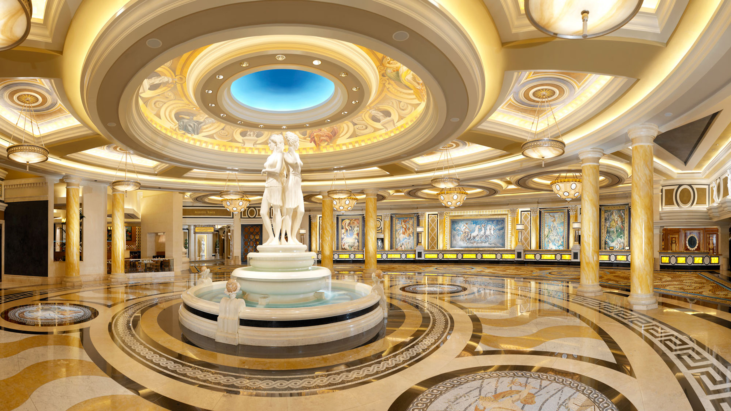 Caesars Palace, Intricate interiors, Artistic mosaic, Timeless elegance, 2560x1440 HD Desktop