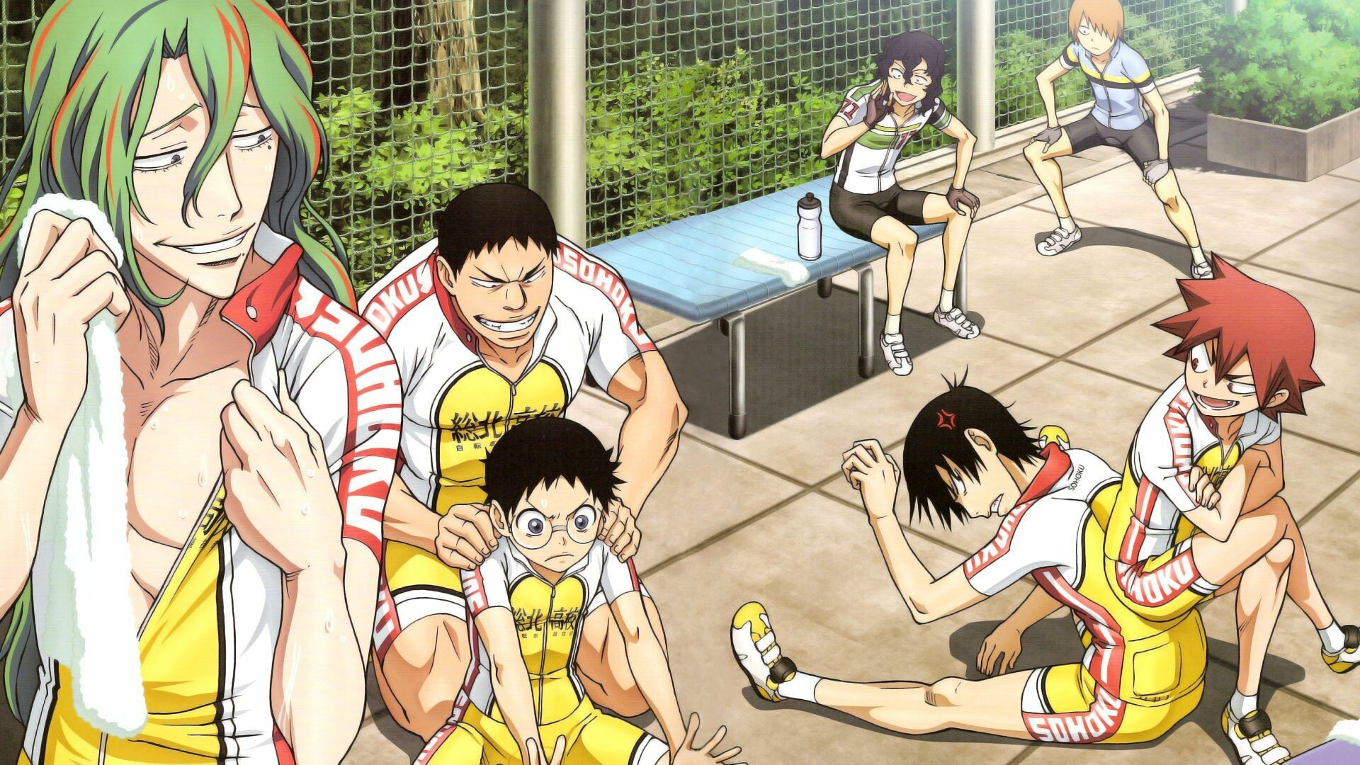 Yowamushi Pedal anime, Determined protagonist, Team dynamics, Cycling challenges, 1920x1080 Full HD Desktop