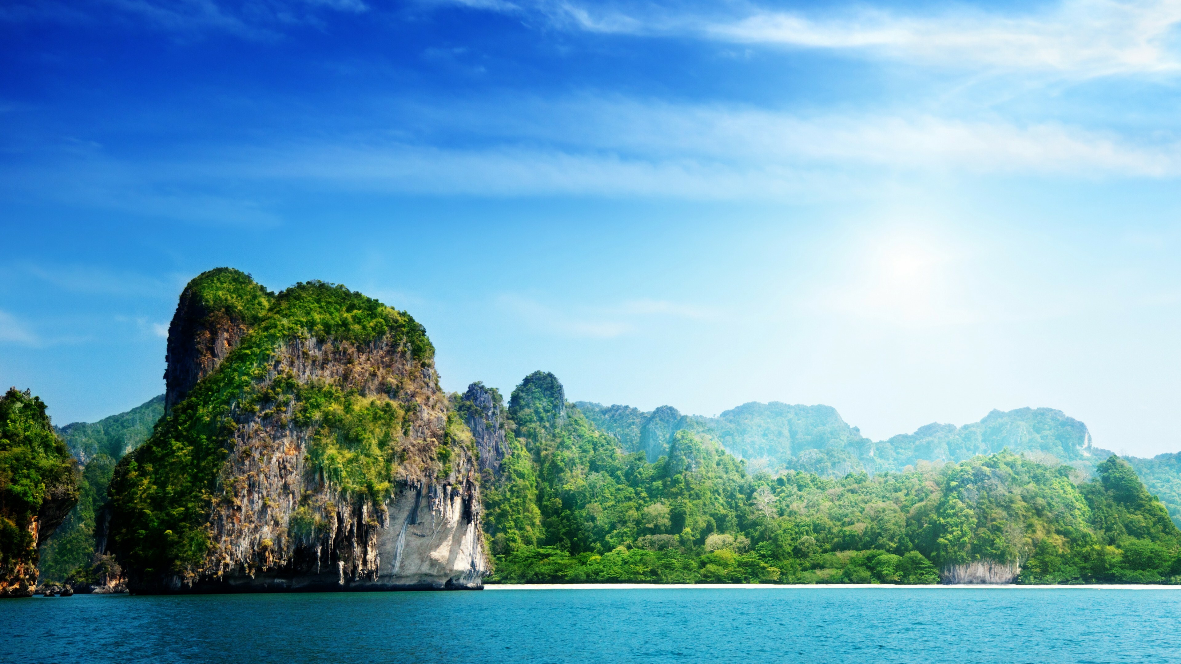 Thailand 5k wallpaper, Ocean rocks, Sky nature, 3840x2160 4K Desktop