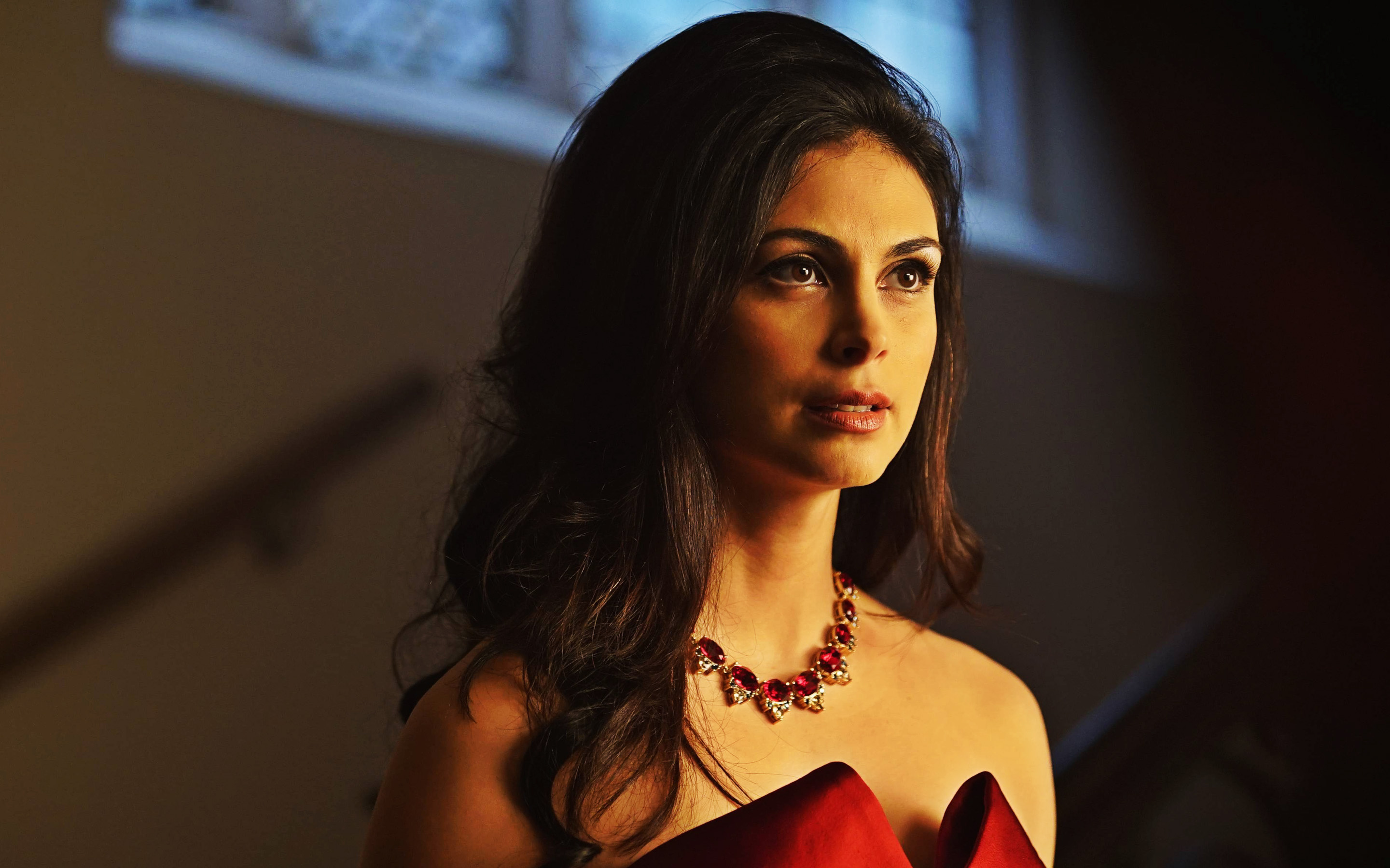 Morena Baccarin, American actress,Red dress, Hollywood star, 2880x1800 HD Desktop