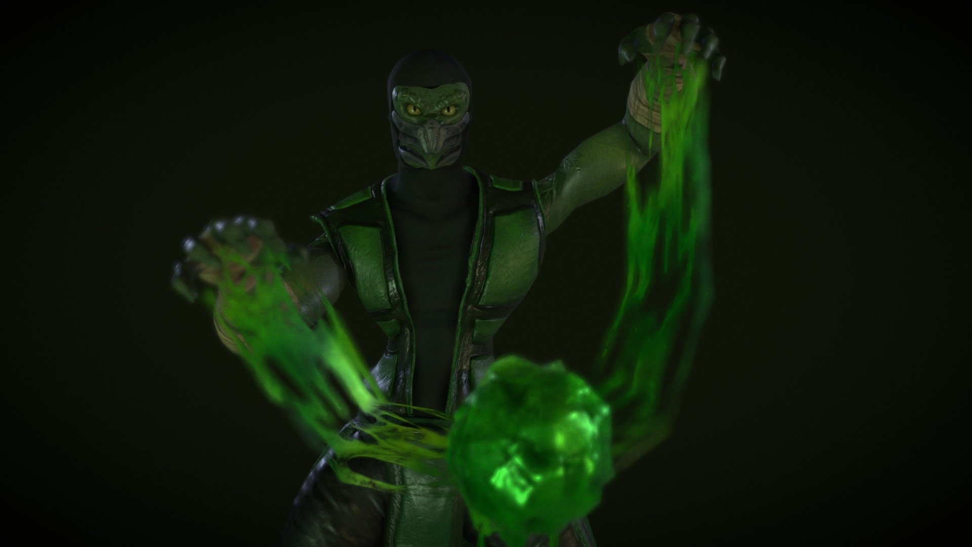 Reptile, Mortal Kombat, 3D model, 1920x1080 Full HD Desktop