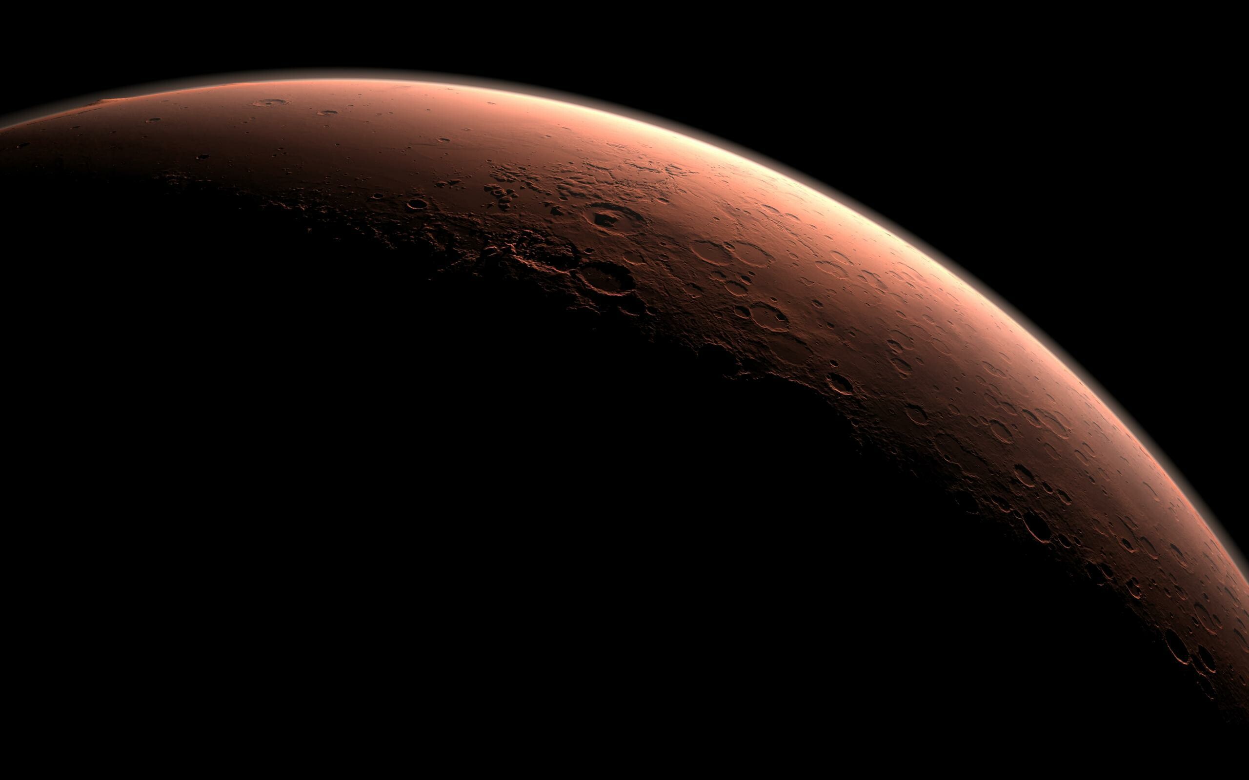 Mars, Dark theme, Mars-inspired wallpaper, Futuristic Red Planet, 2560x1600 HD Desktop