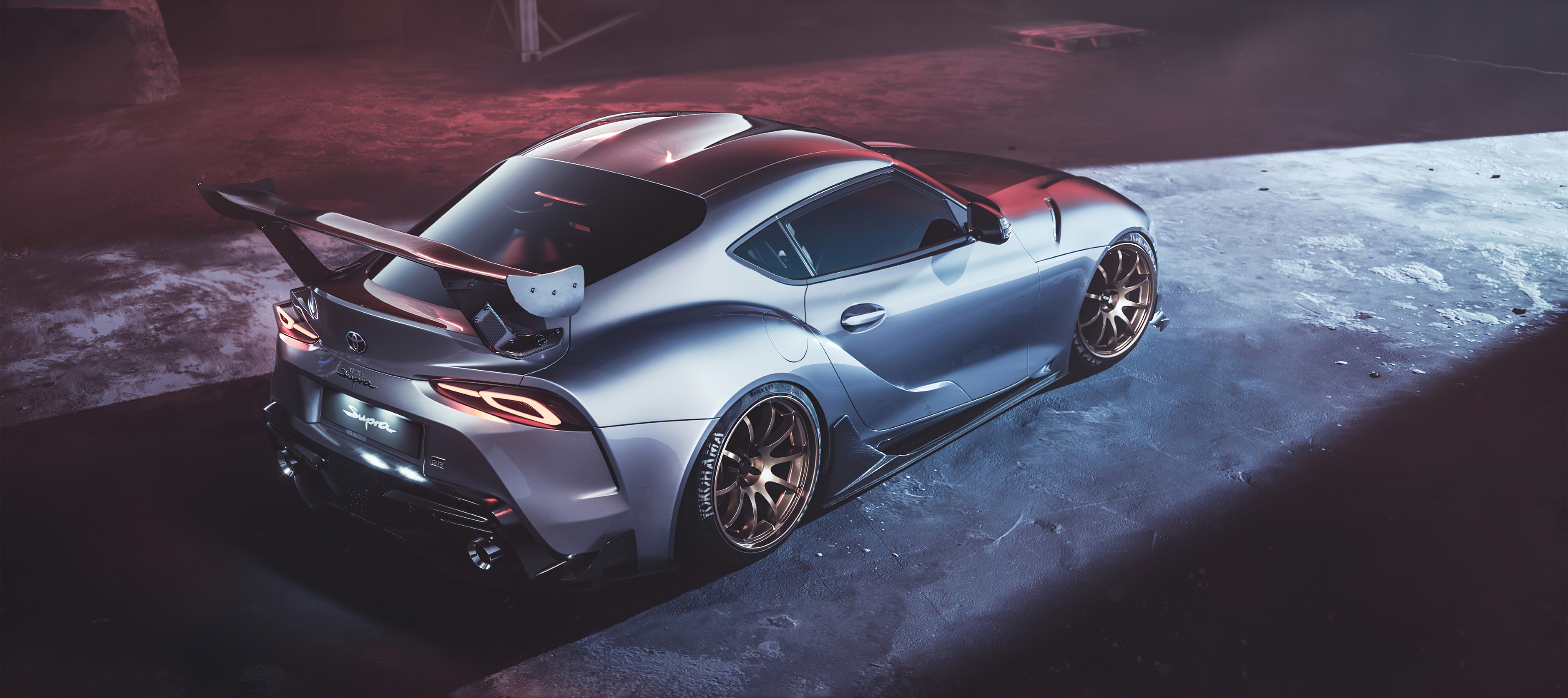 Top View, Toyota GR Supra Wallpaper, 3840x1710 Dual Screen Desktop