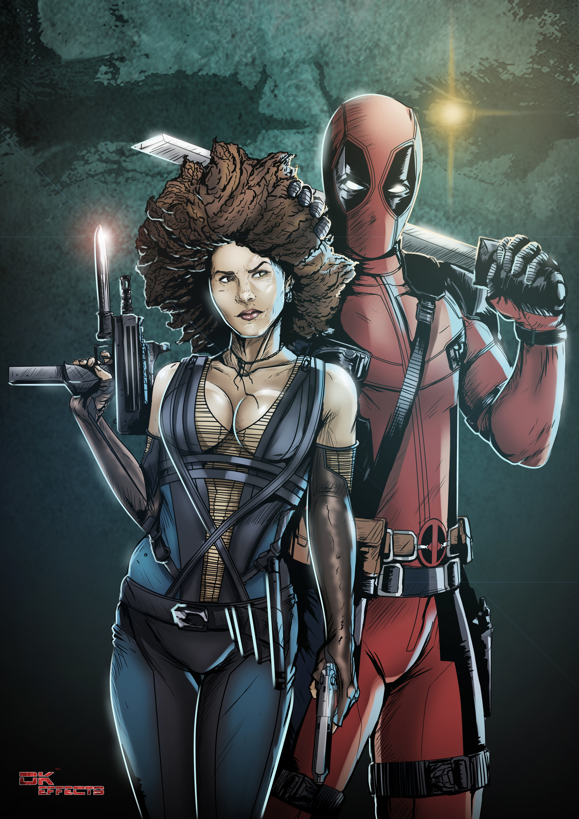 Domino, Deadpool, Artstation, Deadpool and Domino, 1920x2720 HD Phone