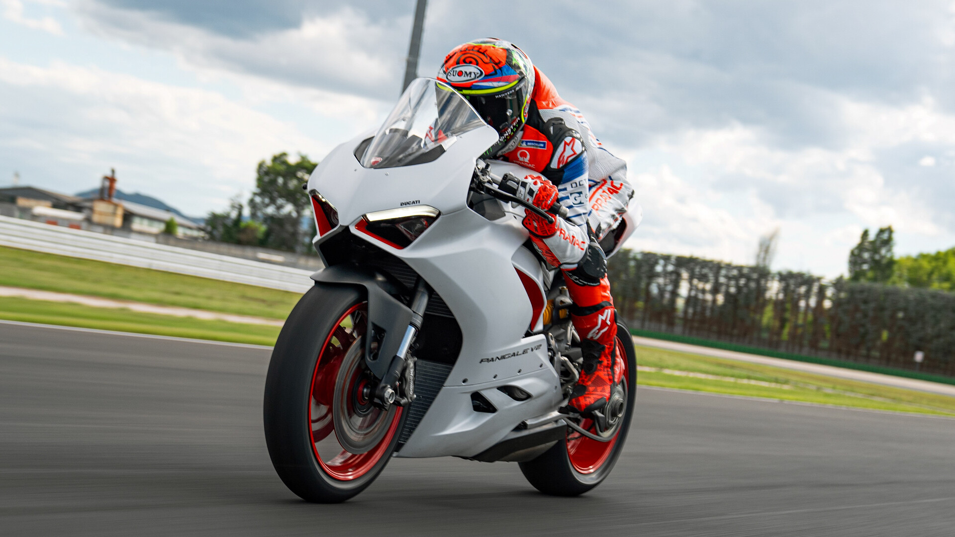 Ducati Panigale V2, White Rosso, Motorcycle wallpaper, Racing motorcycles, 1920x1080 Full HD Desktop