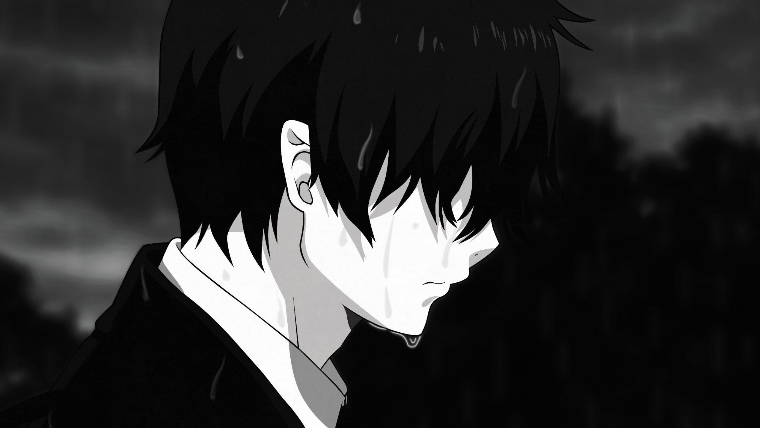 Cartoon boy sad wallpapers, Emotional art, Heartwrenching imagery, Artistic expression, 2560x1440 HD Desktop