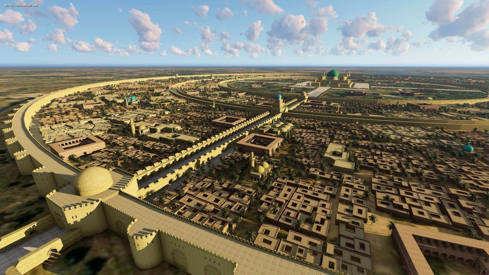 Early Baghdad model, 8th century Iraq, Fantasy landscape, Ancient architecture, 1920x1080 Full HD Desktop