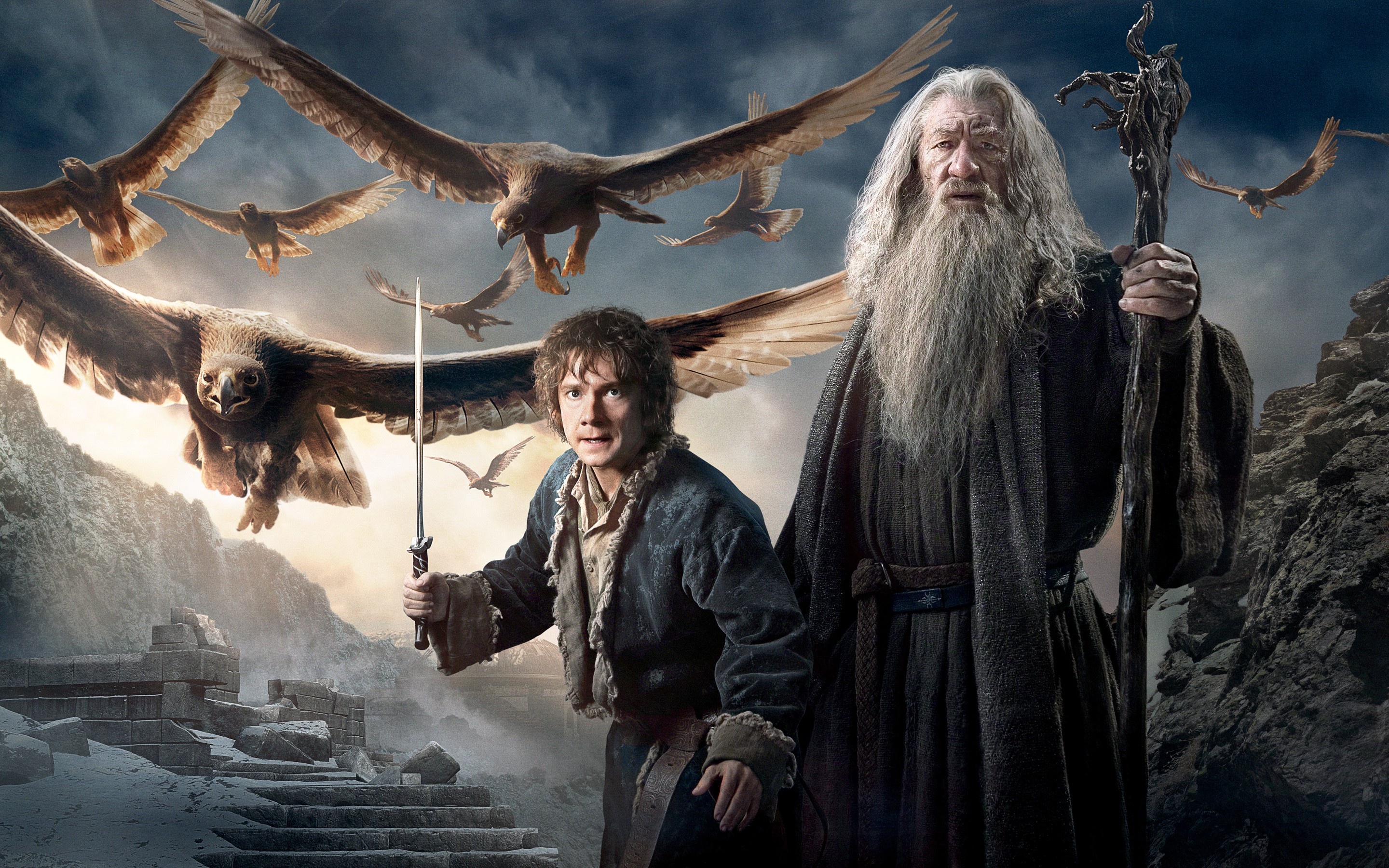 Gandalf, Bilbo in Hobbit, HD movies, 4K wallpapers, Stunning images, 2880x1800 HD Desktop