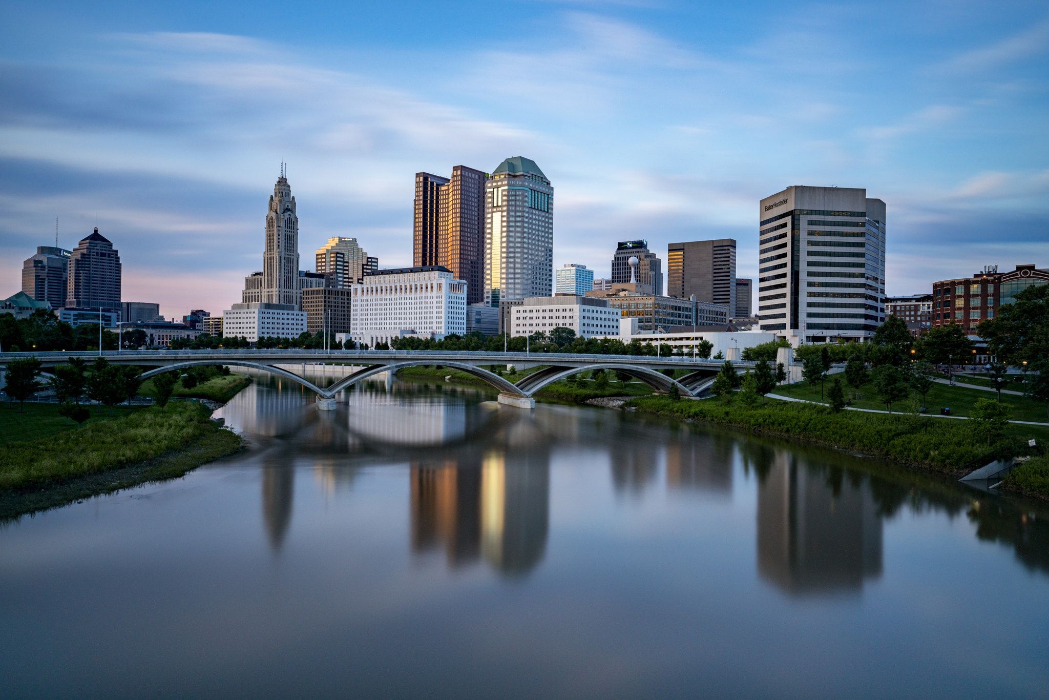 Columbus Skyline, Travels, Dusk scenery, Urban silhouette, 2050x1370 HD Desktop