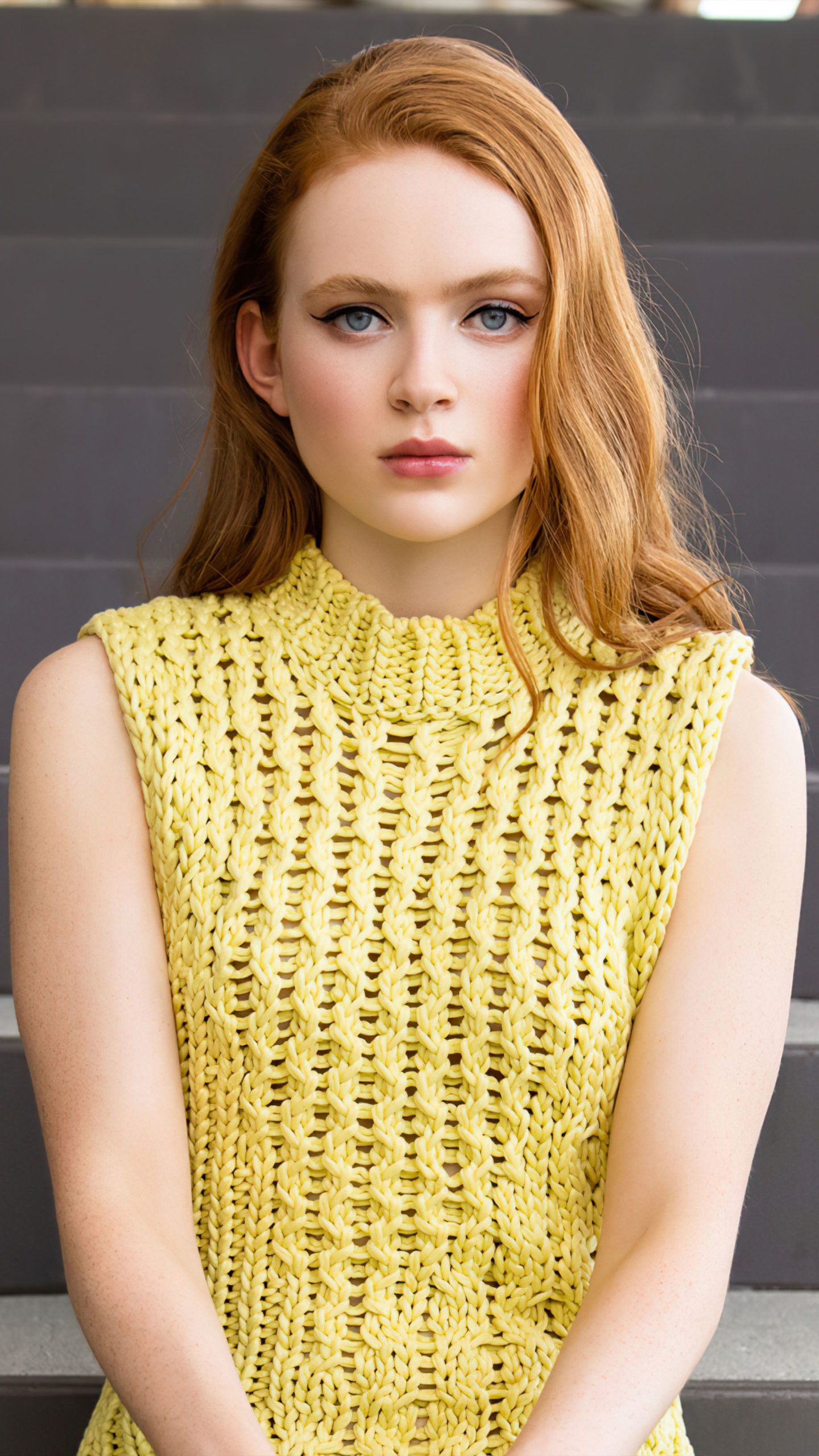 Sadie Sink TV shows, Yellow dress photoshoot, 4K ultra HD, Mobile wallpaper, 1440x2560 HD Phone