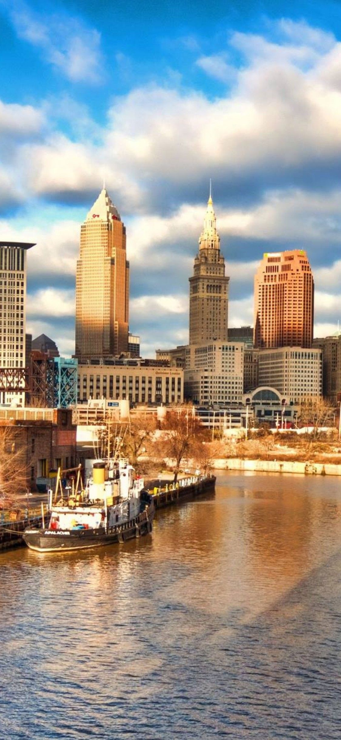 Cleveland skyline, Urban wallpapers, Cityscape views, Skyline beauty, 1130x2440 HD Phone