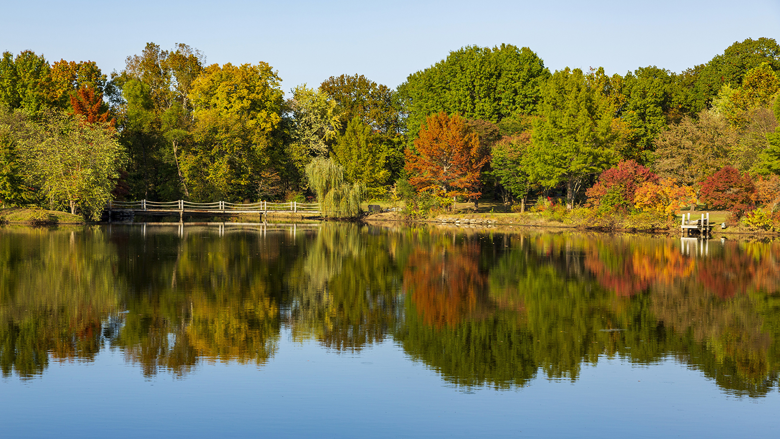 Lake of the Ozarks, Autumn nature, Bridges rivers, Travels, 2560x1440 HD Desktop