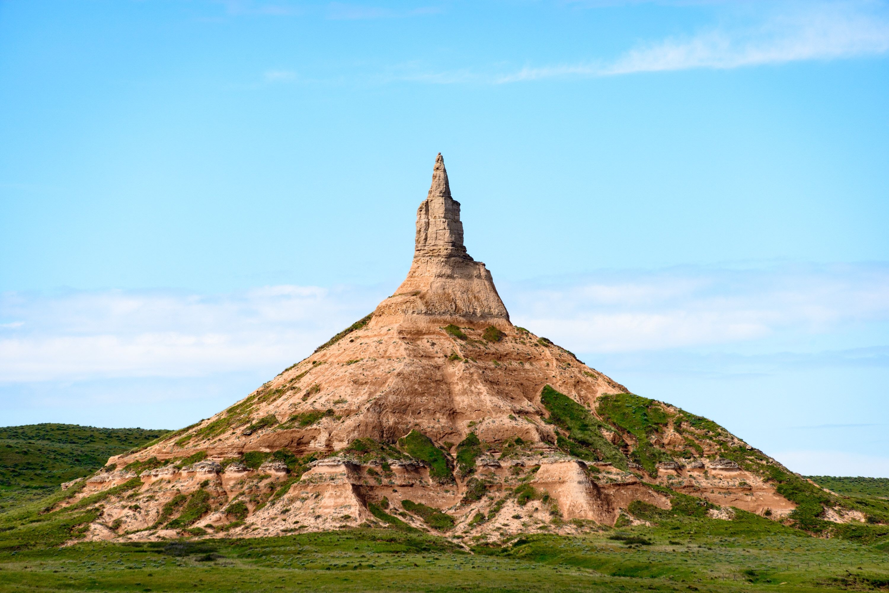 Chimney Rock National Historic Site, Famous landmarks, American West, Oregon Trail, 3000x2010 HD Desktop