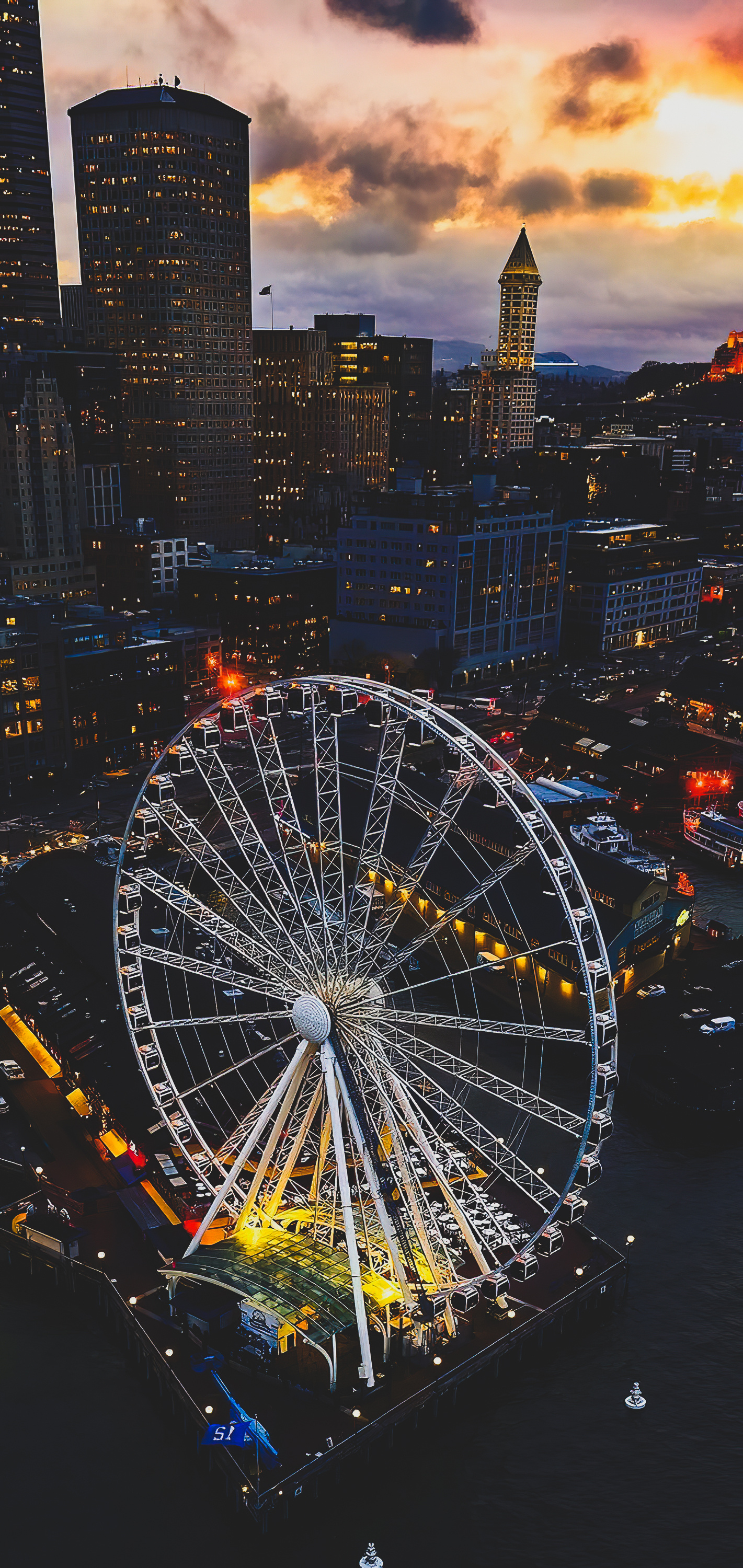 Seattle Great Wheel, Seattle Wallpaper, 1430x3000 HD Phone