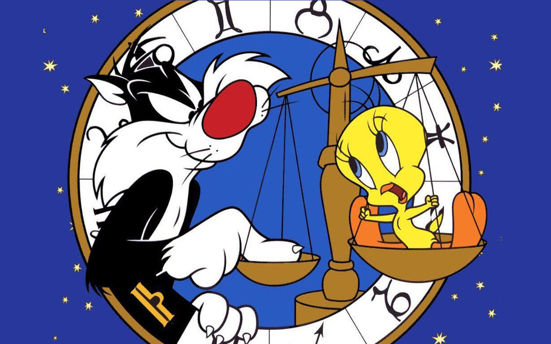 Looney Tunes, Tweety Bird, Sylvester Cat, Zodiac signs, 1920x1200 HD Desktop