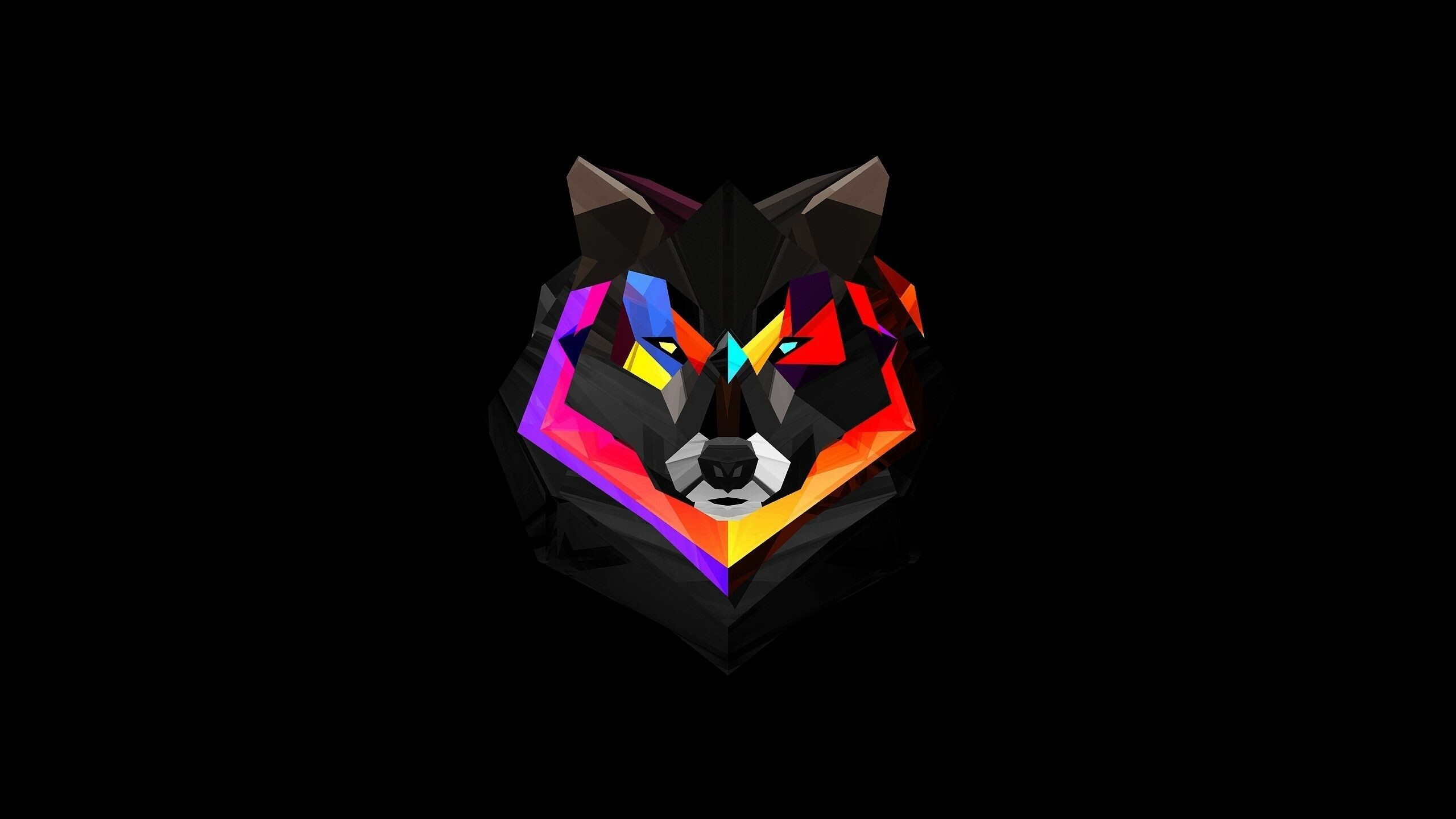 Abstract wolf art, Geometric patterns, Pixelated background, Unique style, 2560x1440 HD Desktop