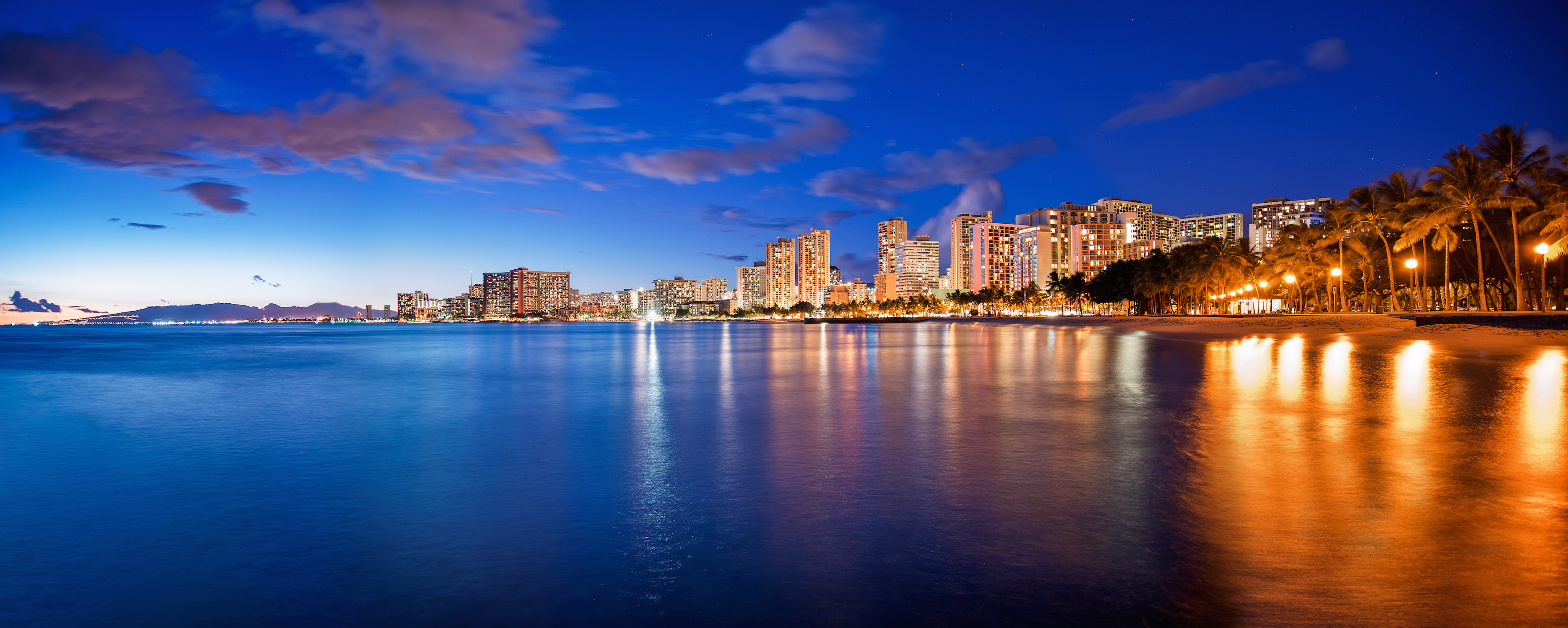 Honolulu wallpapers, Architectural beauty, Man-made wonders, Modern city, 3600x1450 Dual Screen Desktop