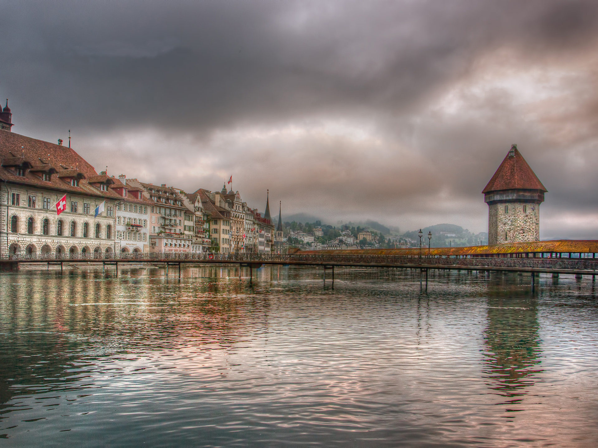 Luzern lake, Lucerne village, Switzerland 4K, Ultra HD, 1920x1440 HD Desktop