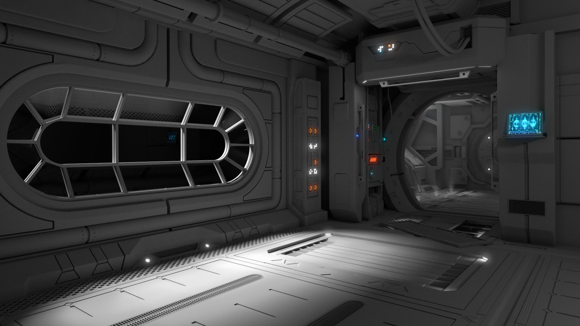 Spaceship interior, Futuristic design, Sci-fi technology, Space exploration, 1920x1080 Full HD Desktop