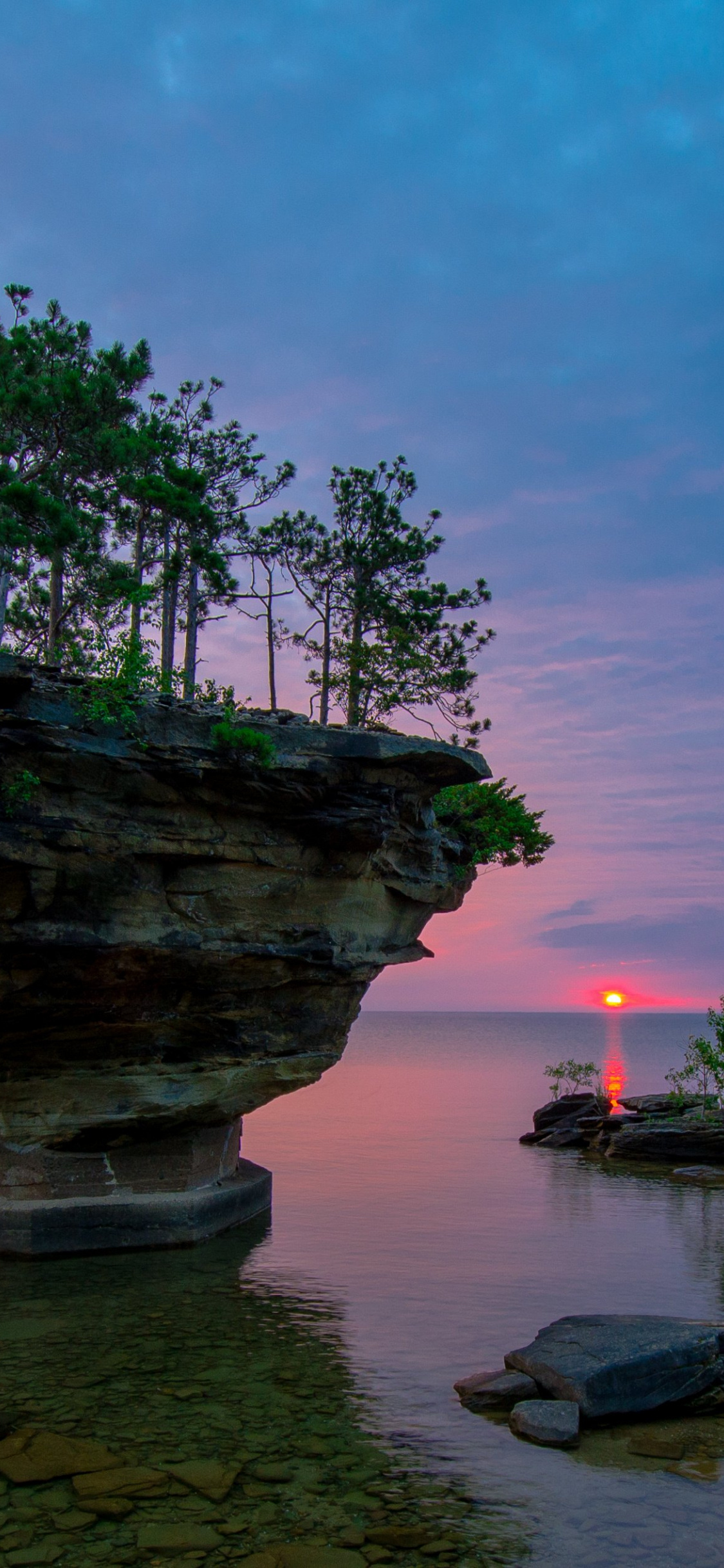 Lake Huron, Travels, Sunset, Tree, 1130x2440 HD Phone