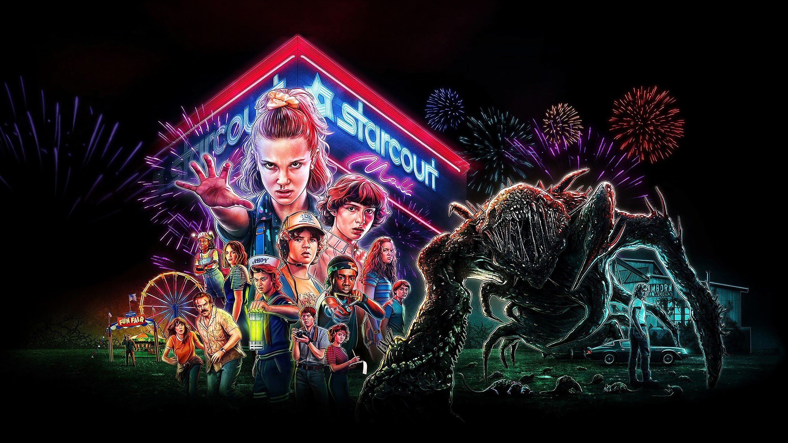 Stranger Things, 4K visuals, Fandom wallpaper, Magnetic cast, 2560x1440 HD Desktop