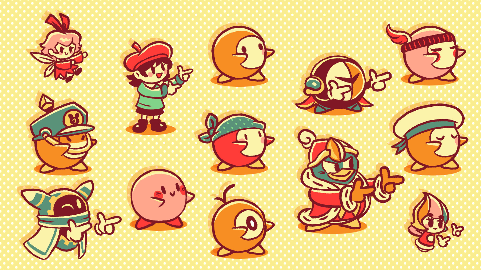 Cute Waddle Dee, Kirby's adorable companion, Whimsical artwork, Fan-favorite character, 1920x1080 Full HD Desktop