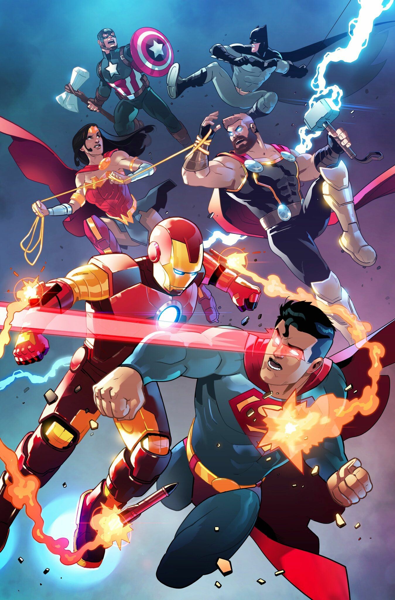 Marvel Comics Art, DC Comics vs. Marvel, DC Comics wallpaper, Artist Stephen Byrne, 1350x2050 HD Phone