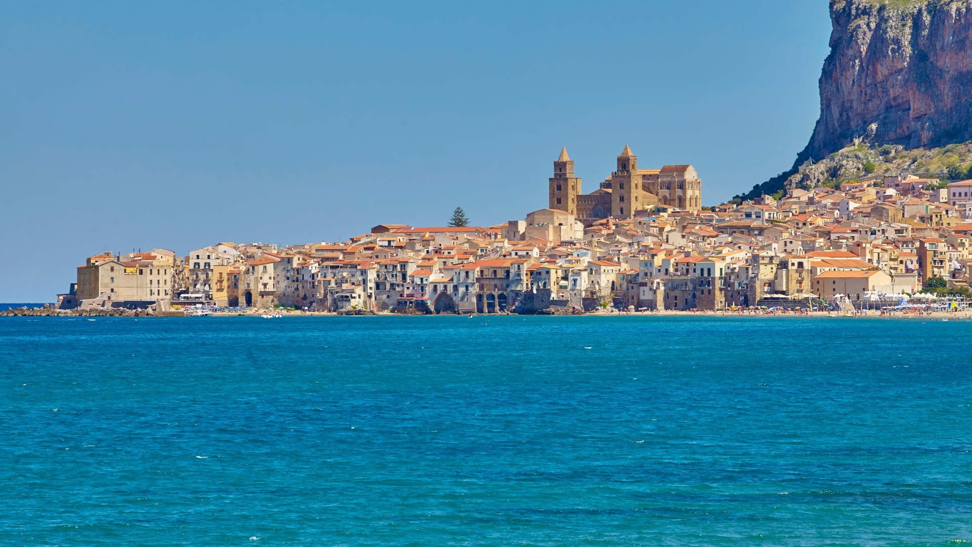 Cefalu Italy, Sicilia skyline, New York skyline, Coastal town, 1920x1080 Full HD Desktop