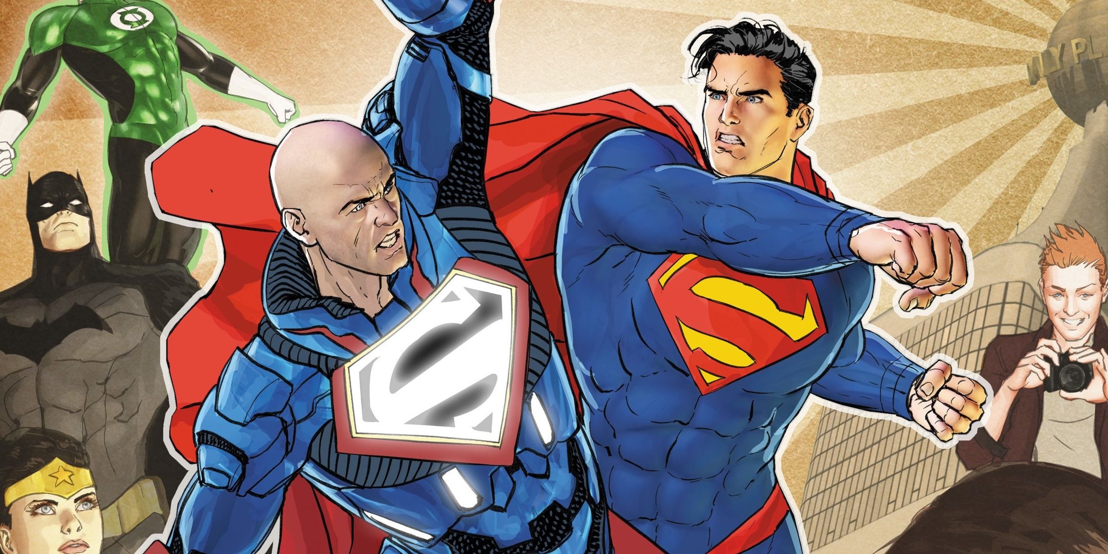 Superman vs Lex Luthor, Wallpaper background image, Movie rivalry, 2200x1100 Dual Screen Desktop