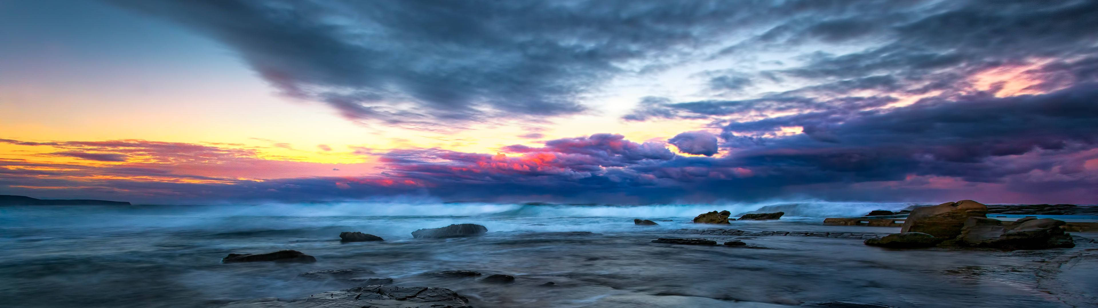 Seascape, Dual Monitor Wallpaper, 3840x1080 Dual Screen Desktop