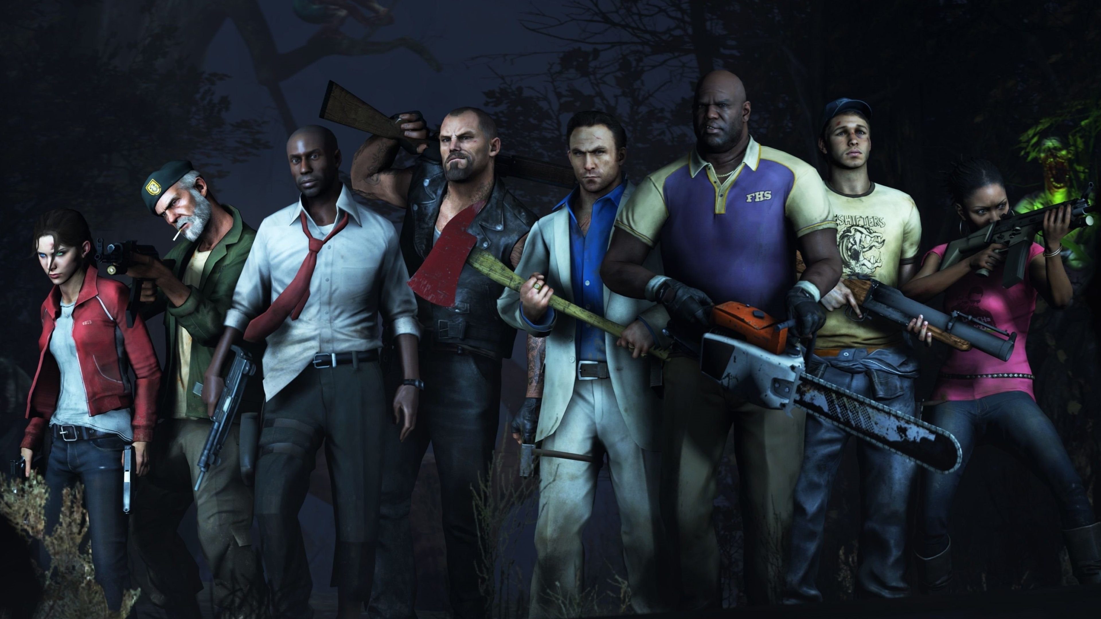 Left 4 Dead 2, Intense zombie battles, Fear-inducing atmosphere, Survival horror, 3840x2160 4K Desktop