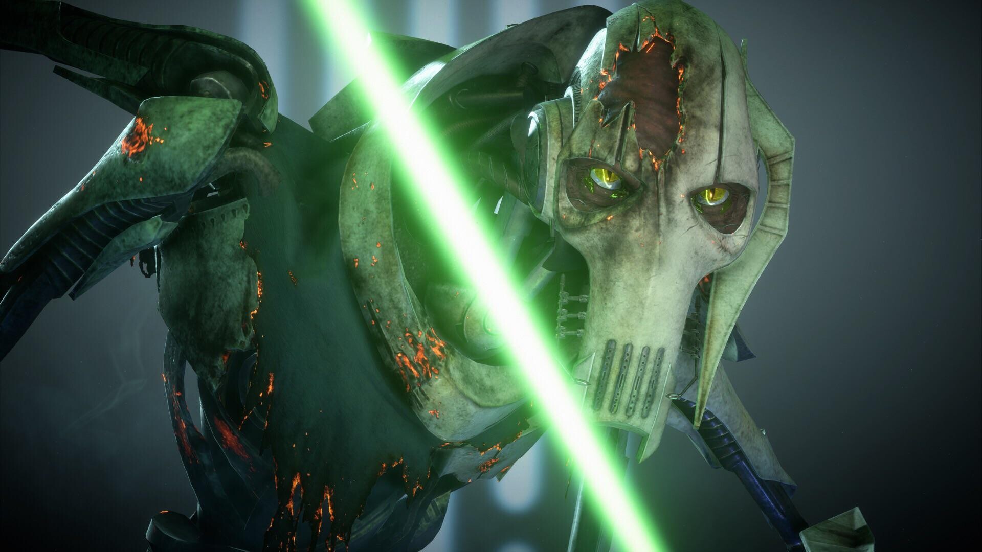 Shattered General Grievous, Badass design, Dynamic pose, Epic background, 1920x1080 Full HD Desktop