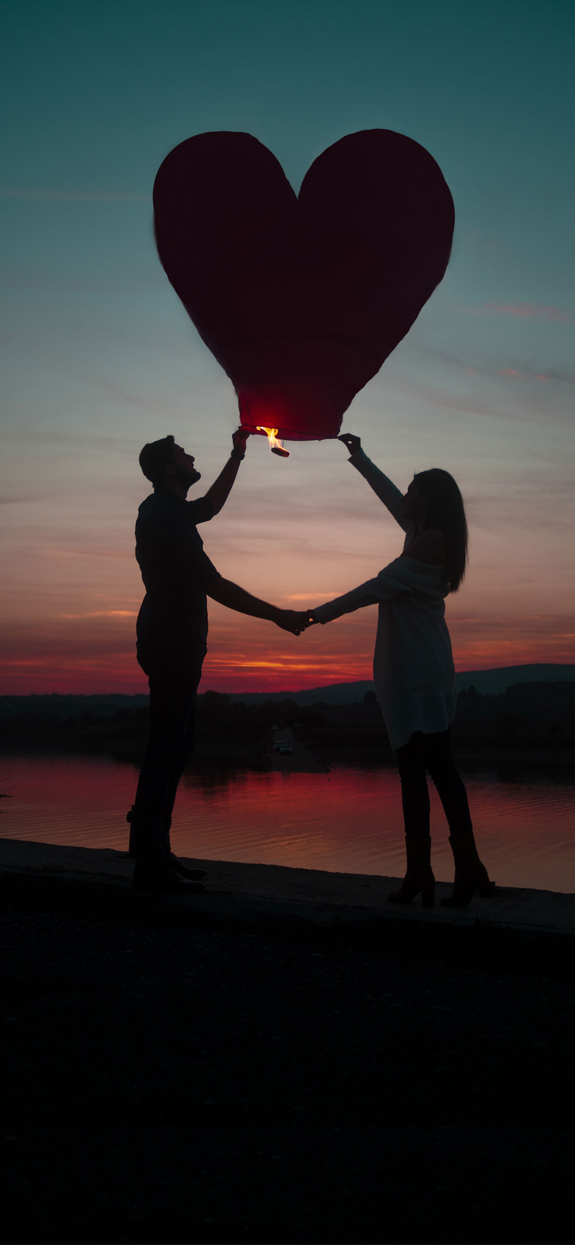 Paper lantern, Love Couples Wallpaper, 1130x2440 HD Phone