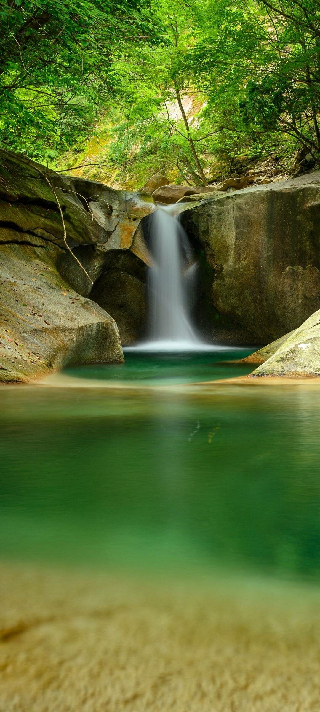 Beautiful waterfall, Nature's marvel, Stunning view, Tranquil scene, 1080x2400 HD Phone