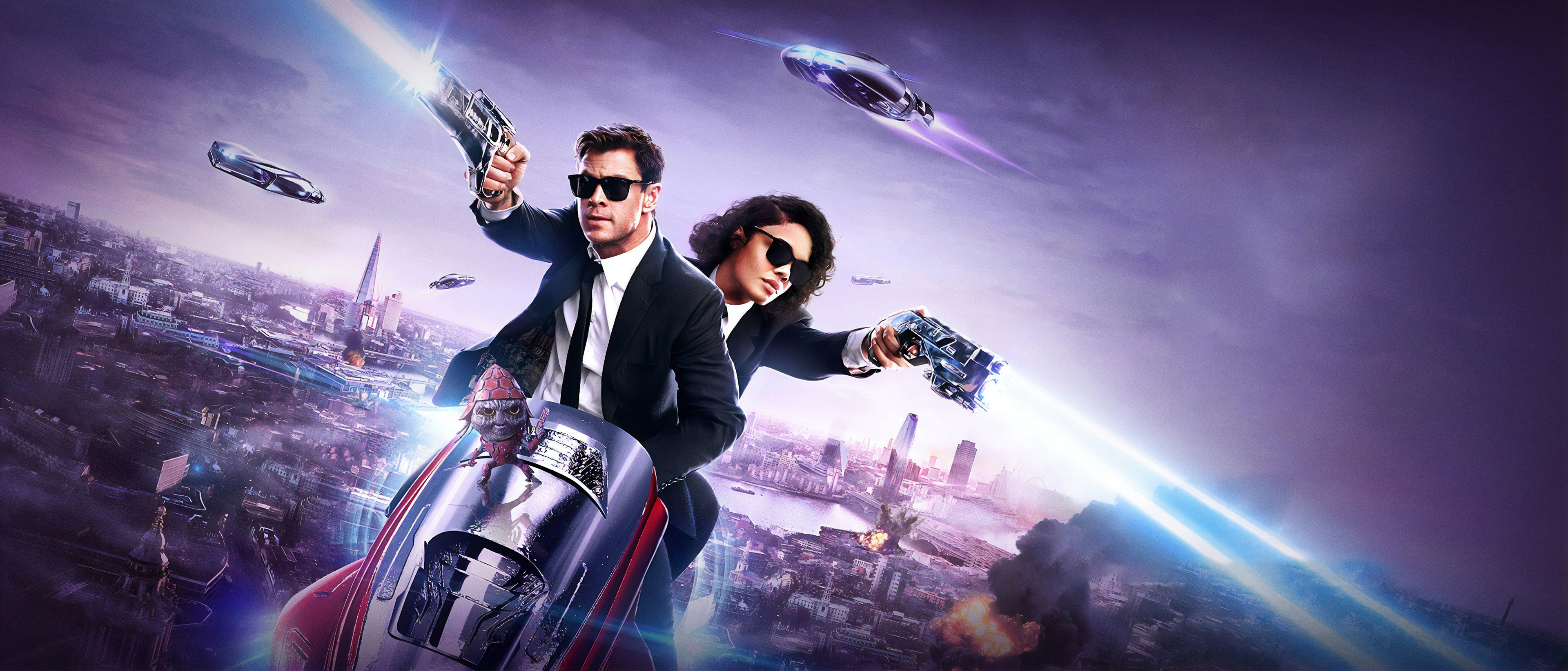 2019 movie poster, HD wallpapers, Men in Black International, Images, 3840x1650 Dual Screen Desktop