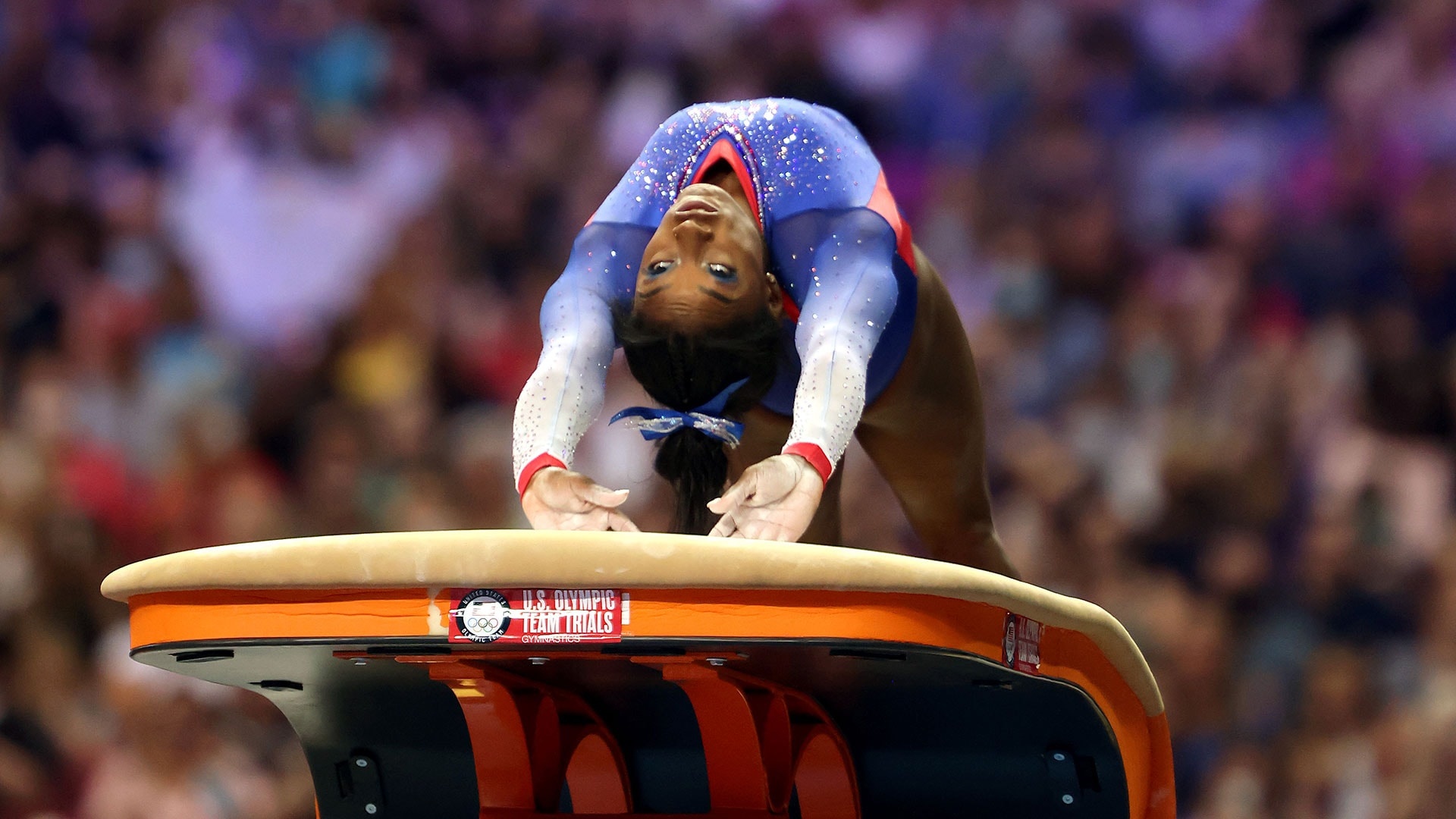 Vault gymnastics, Simone Biles, Olympic gymnastics trials, Day 1, 1920x1080 Full HD Desktop